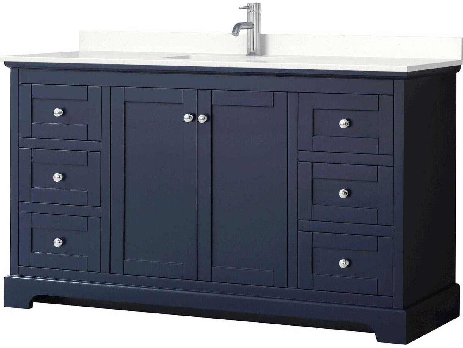 Wyndham Collection Avery 60" Dark Blue Vanity