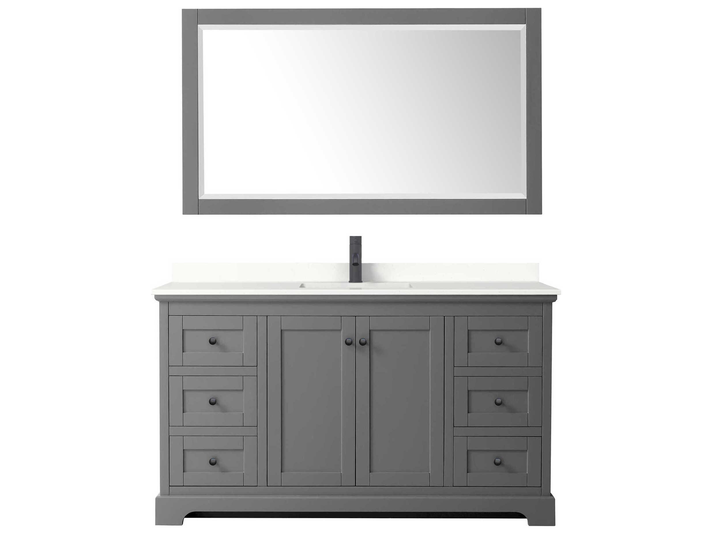 Wyndham Collection Avery 60" Dark Gray Vanity with 58" Mirror