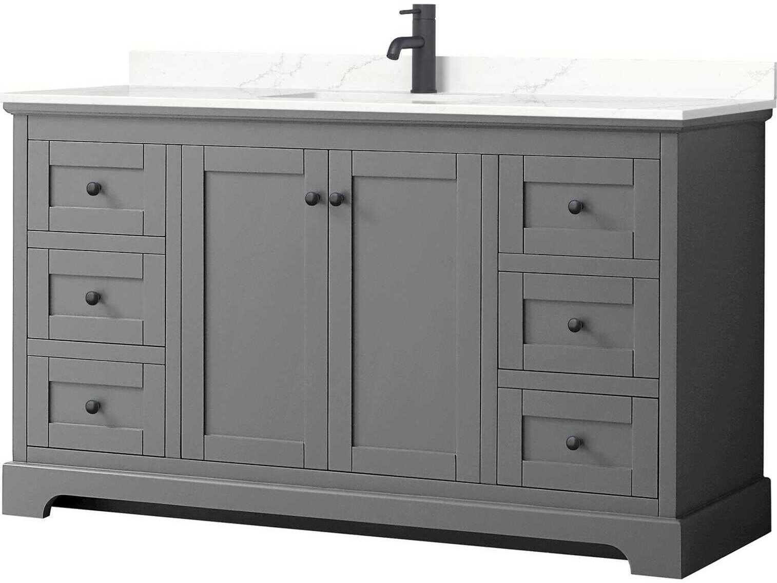 Wyndham Collection Avery 60" Dark Gray Vanity