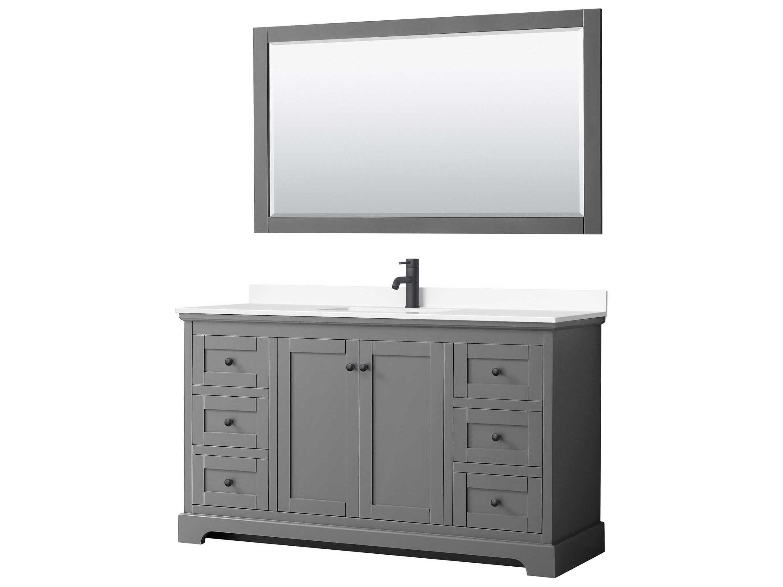 Wyndham Collection Avery 60" Dark Gray Vanity with 58" Mirror