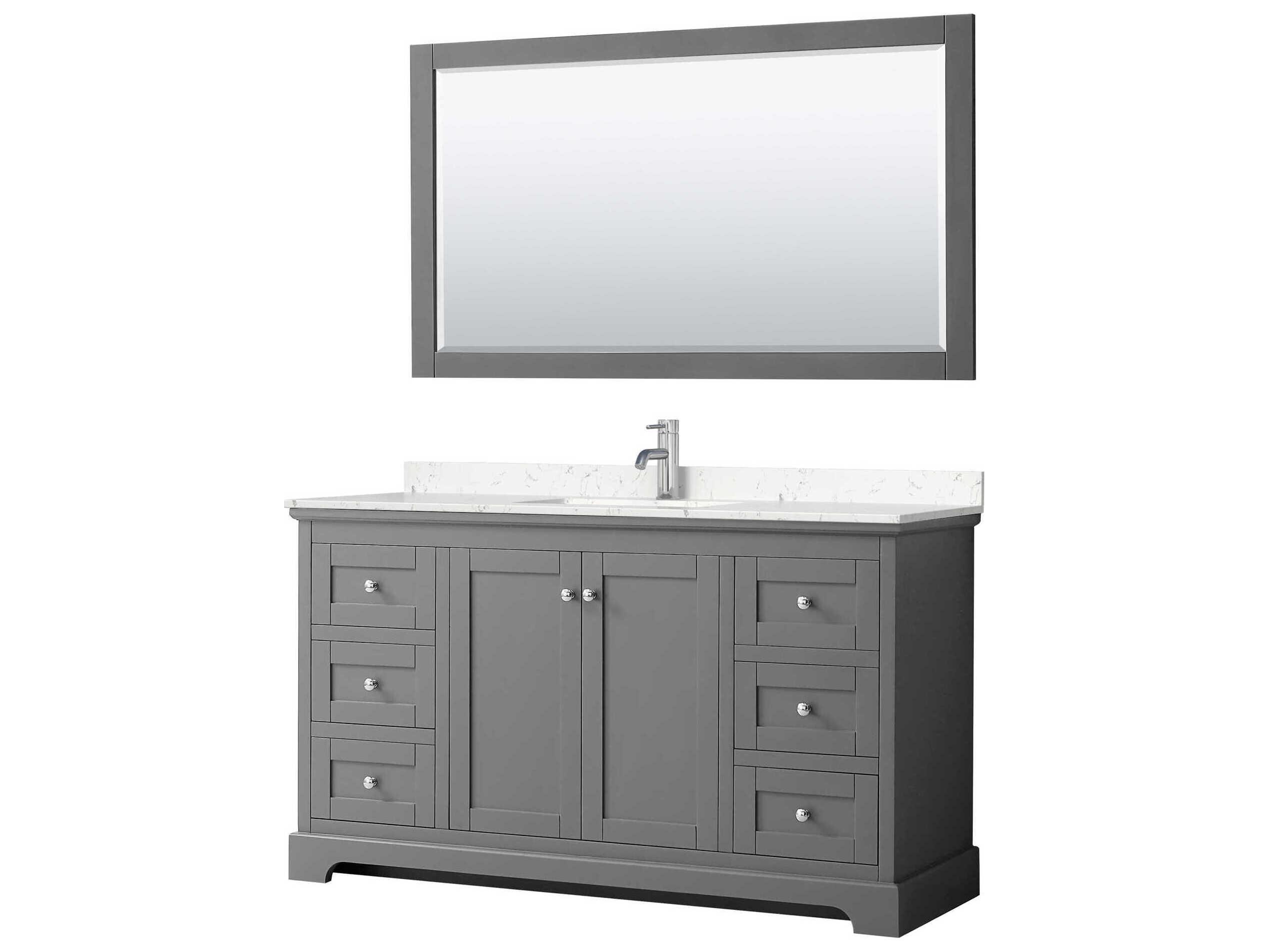 Wyndham Collection Avery 60" Dark Gray Vanity with 58" Mirror