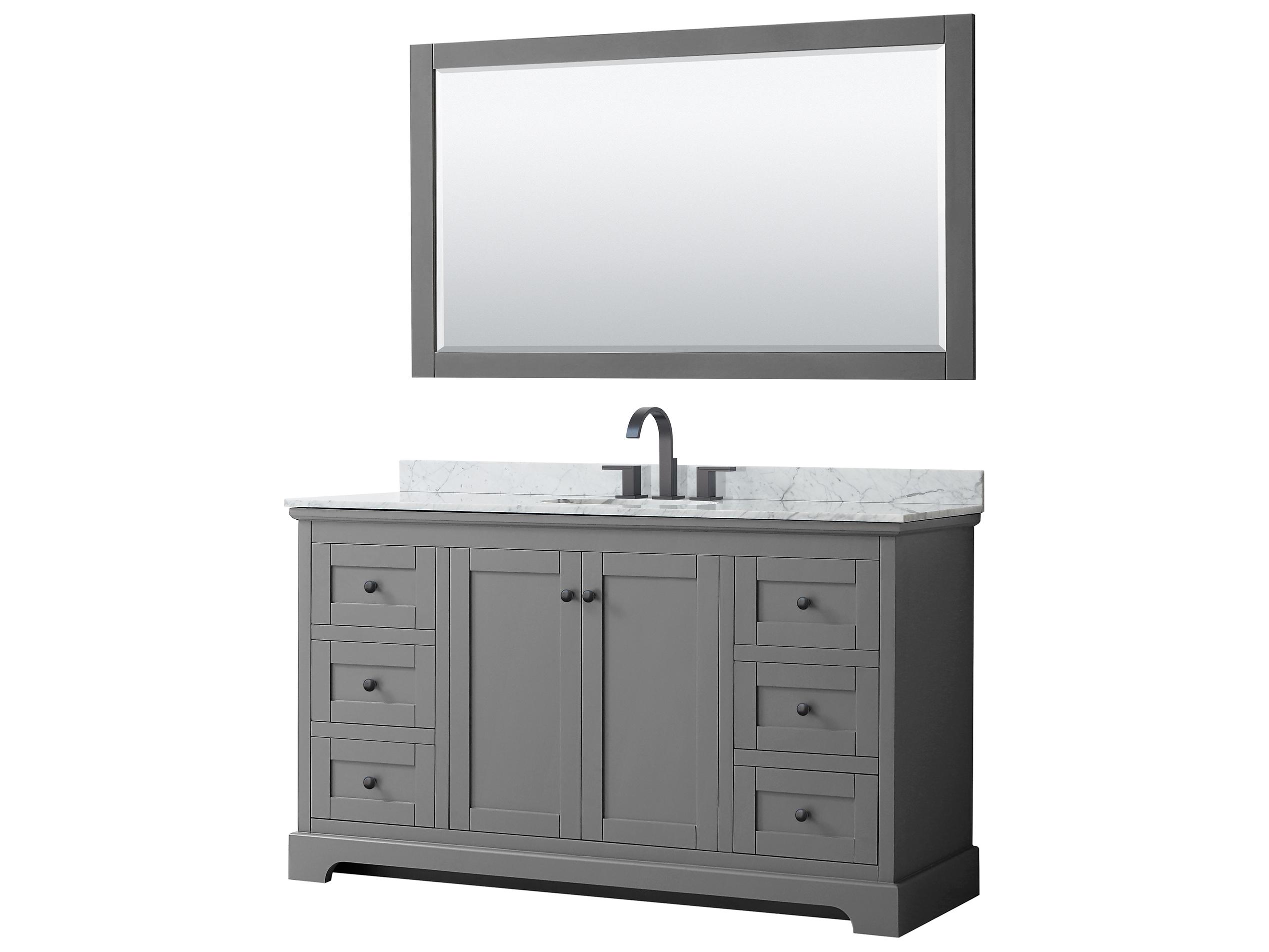 Wyndham Collection Avery 60" Dark Gray Vanity with 58" Mirror