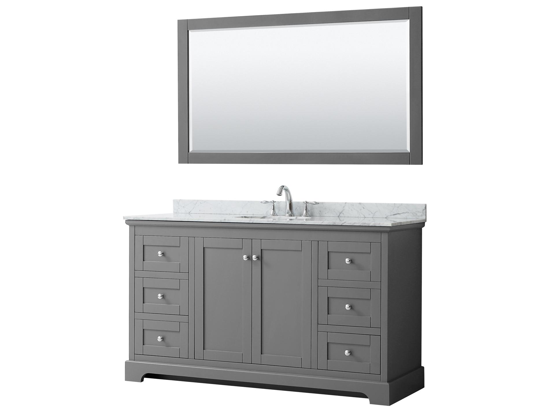 Wyndham Collection Avery 60" Dark Gray Vanity with 58" Mirror