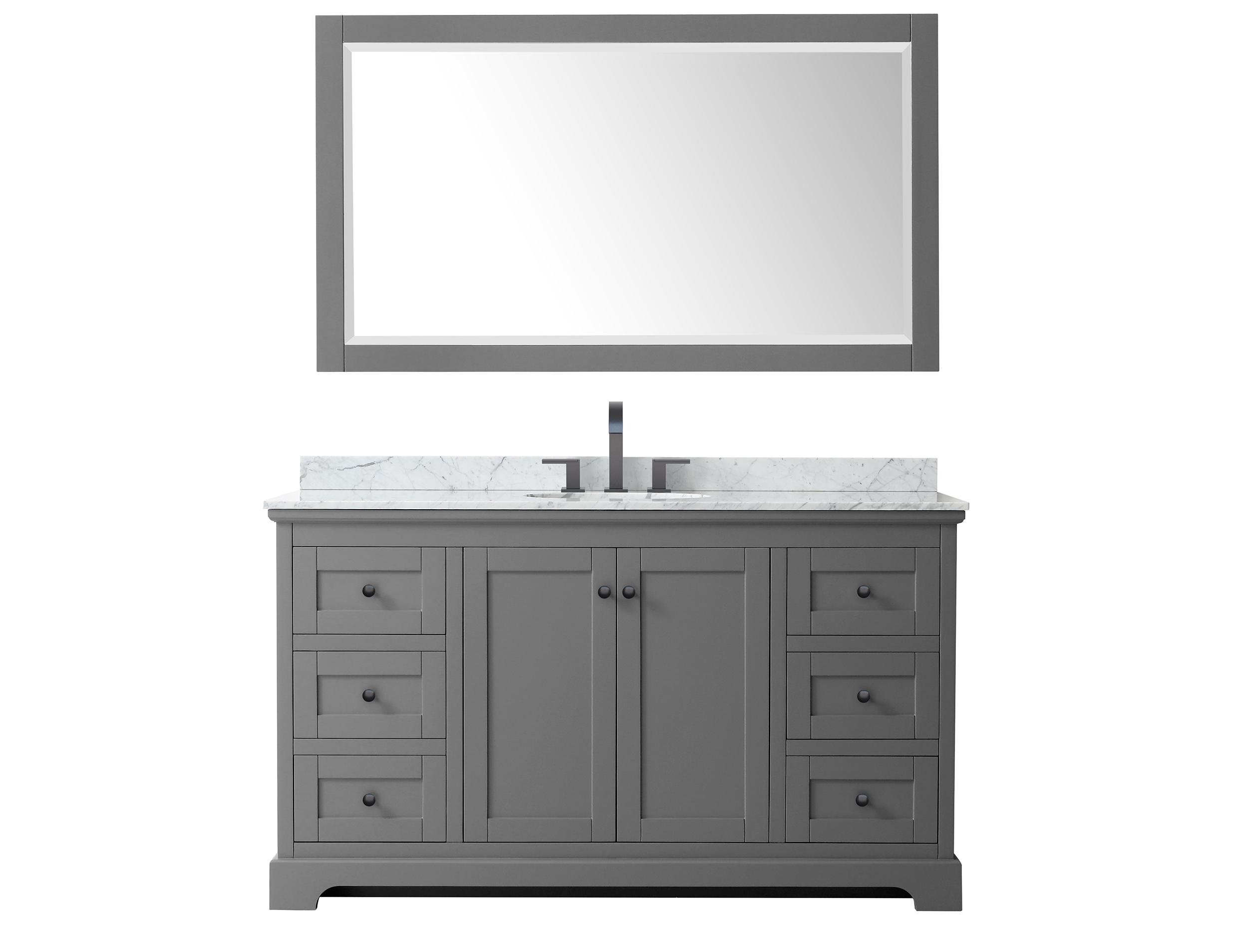 Wyndham Collection Avery 60" Dark Gray Vanity with 58" Mirror
