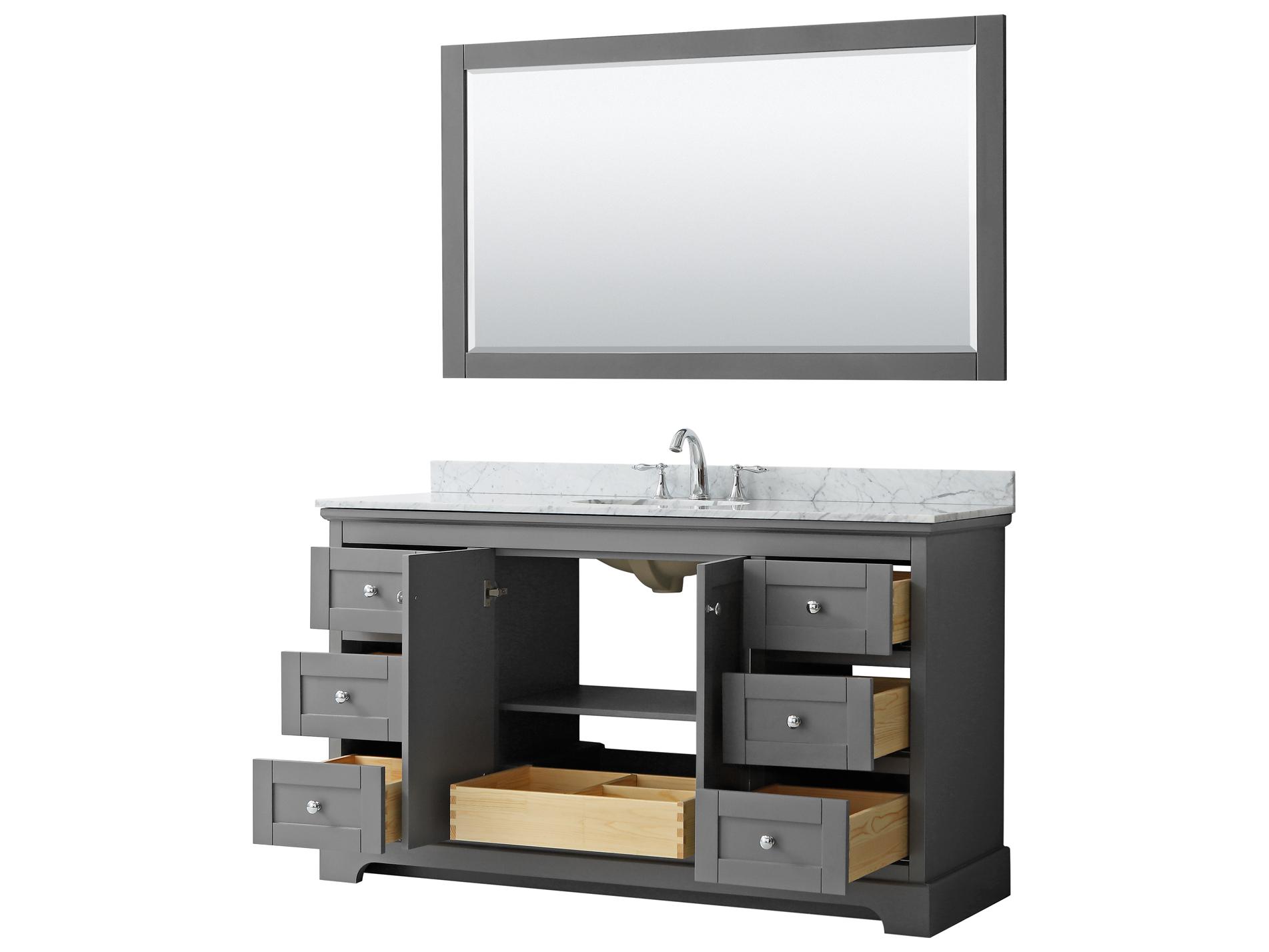 Wyndham Collection Avery 60" Dark Gray Vanity with 58" Mirror