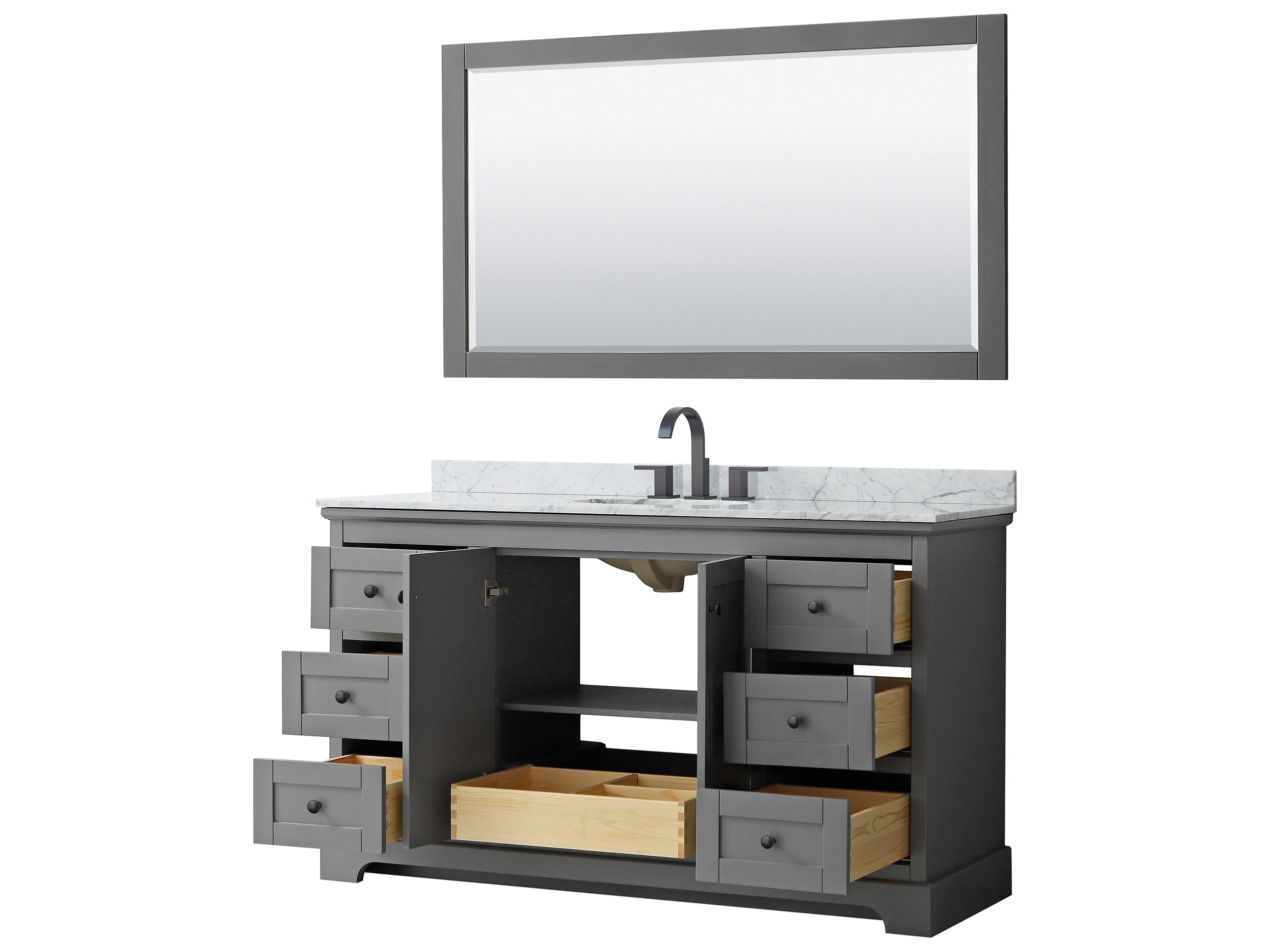 Wyndham Collection Avery 60" Dark Gray Vanity with 58" Mirror