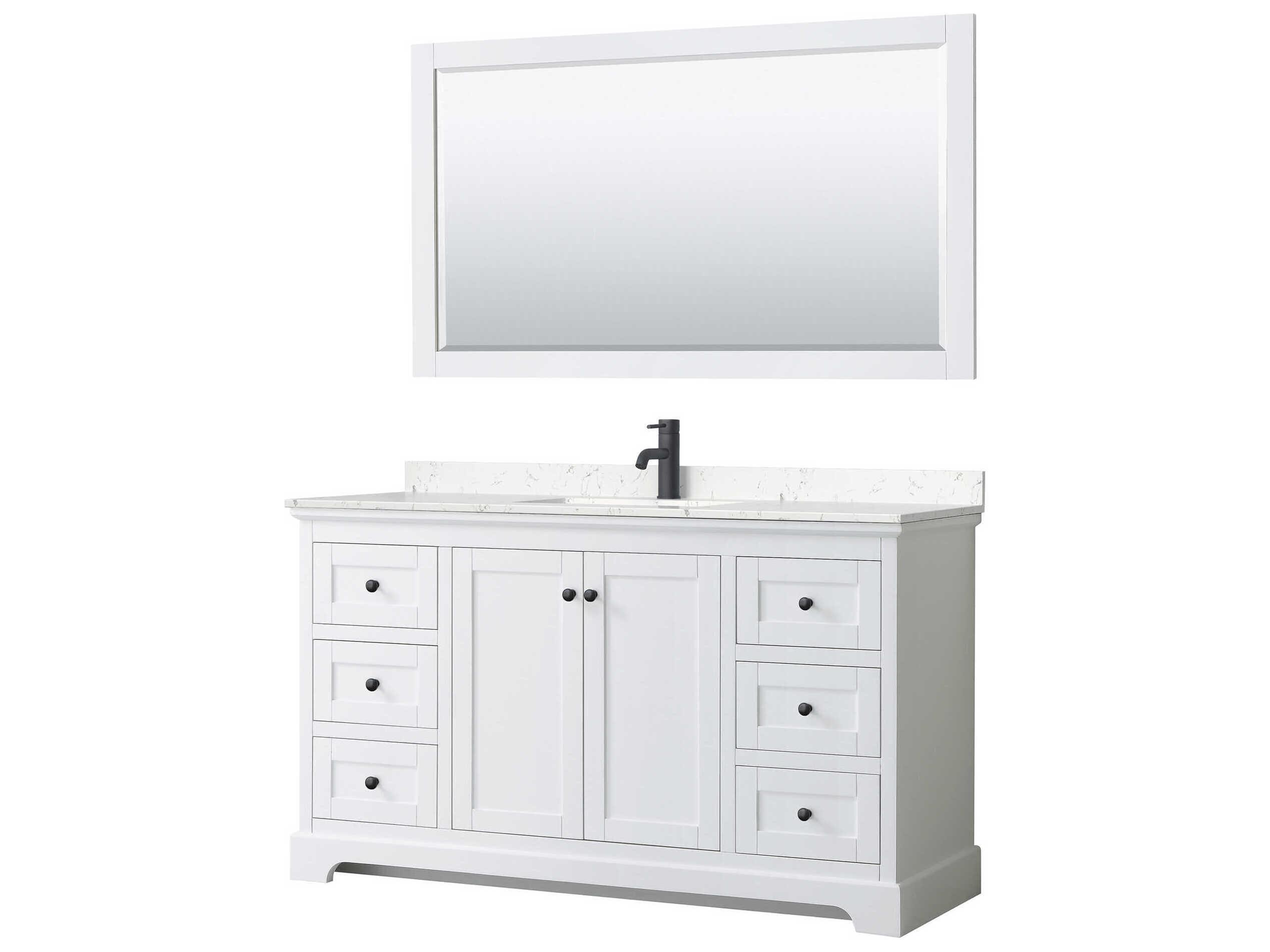 Wyndham Collection Avery 60" White Vanity with 58" Mirror