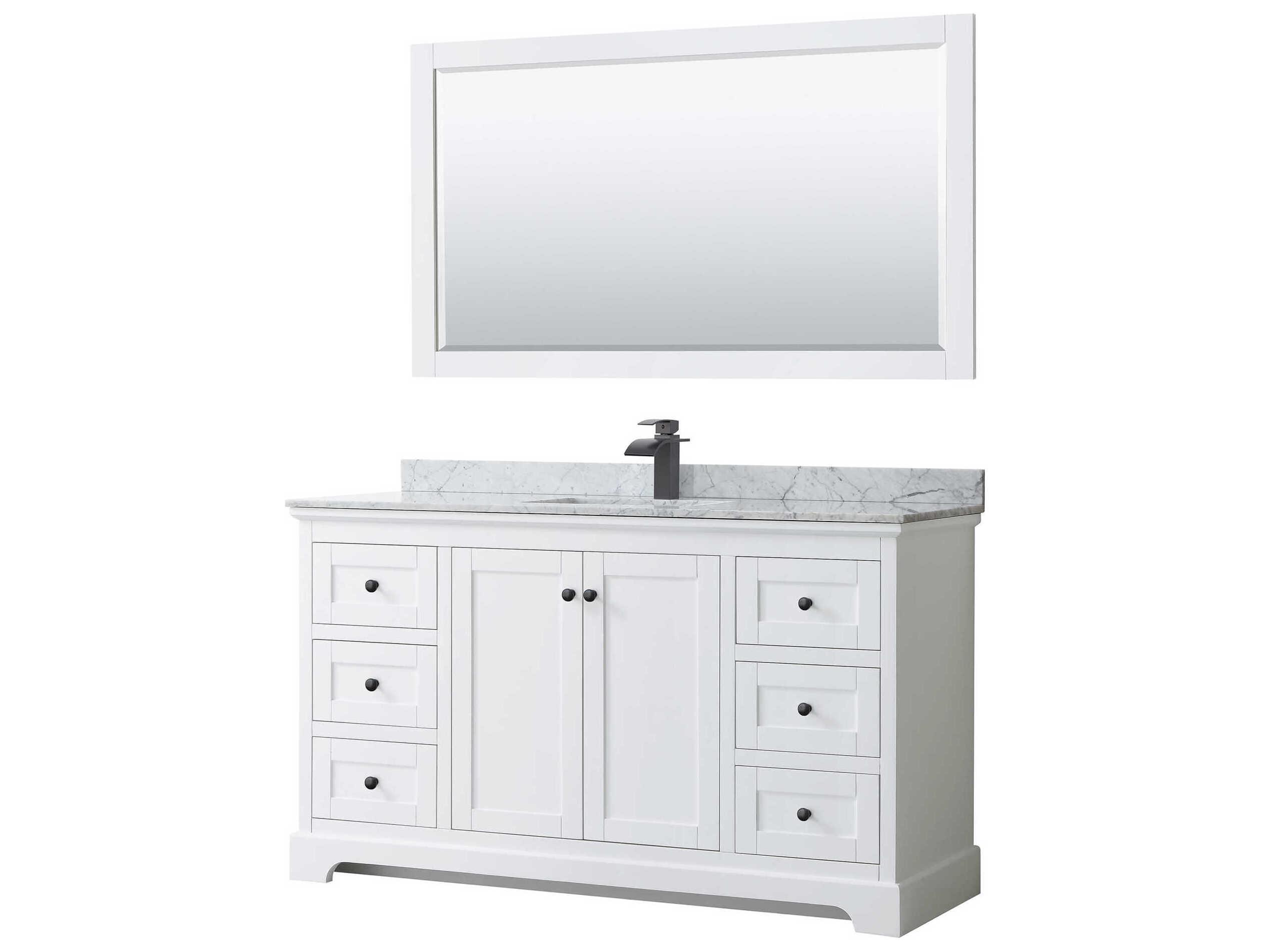 Wyndham Collection Avery 60" White Vanity with 58" Mirror