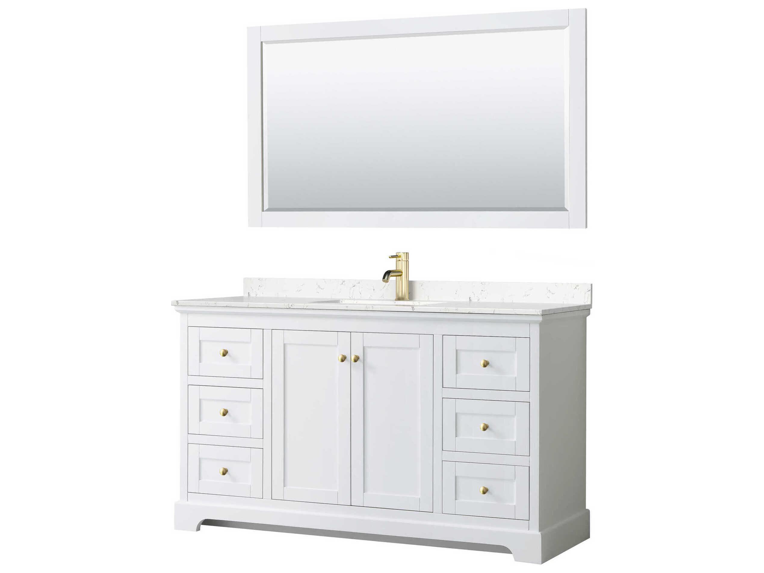 Wyndham Collection Avery 60" White Vanity with 58" Mirror