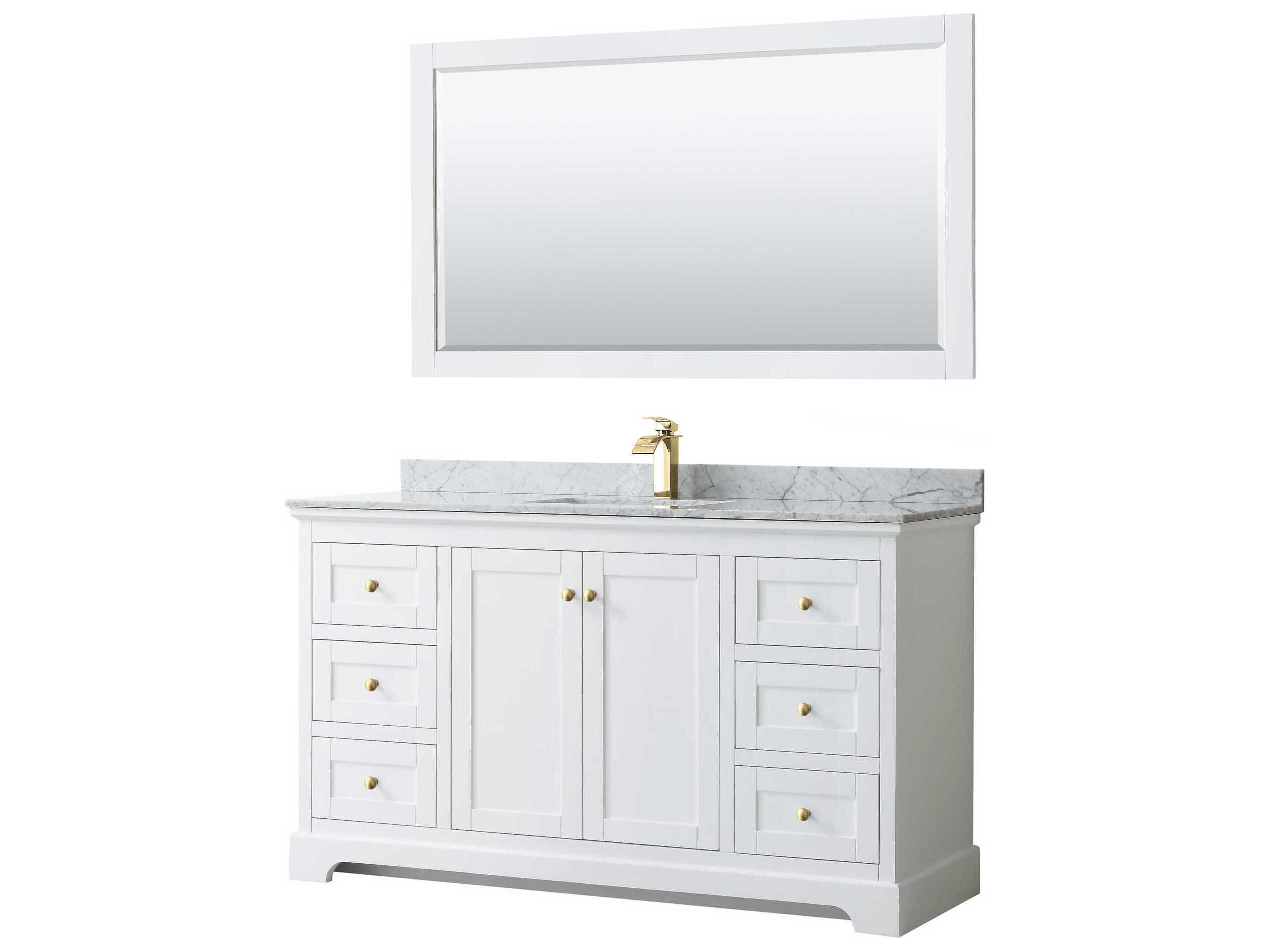 Wyndham Collection Avery 60" White Vanity with 58" Mirror