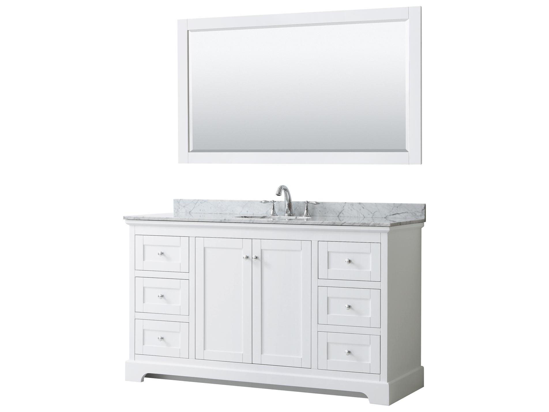 Wyndham Collection Avery 60" White Vanity with 58" Mirror
