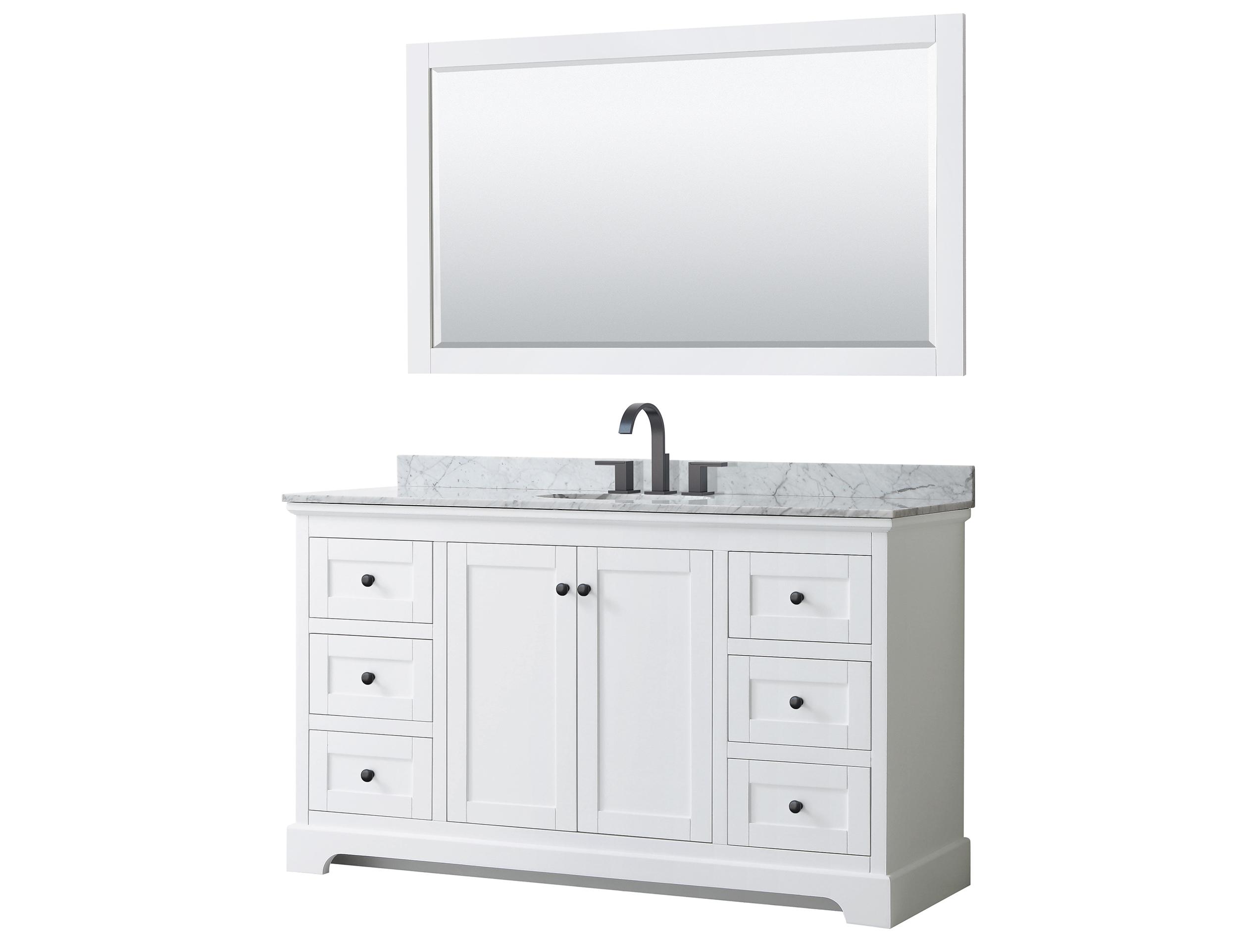 Wyndham Collection Avery 60" White Vanity with 58" Mirror