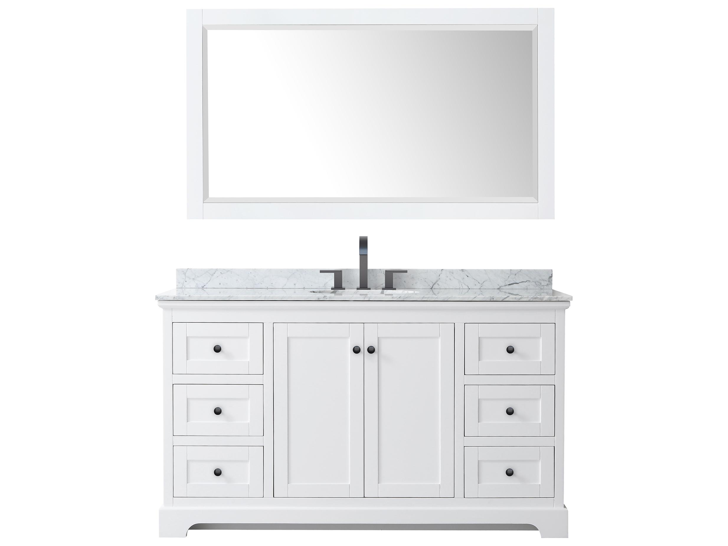 Wyndham Collection Avery 60" White Vanity with 58" Mirror