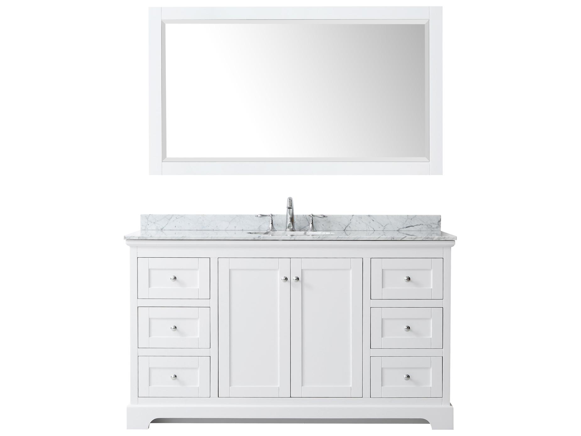 Wyndham Collection Avery 60" White Vanity with 58" Mirror