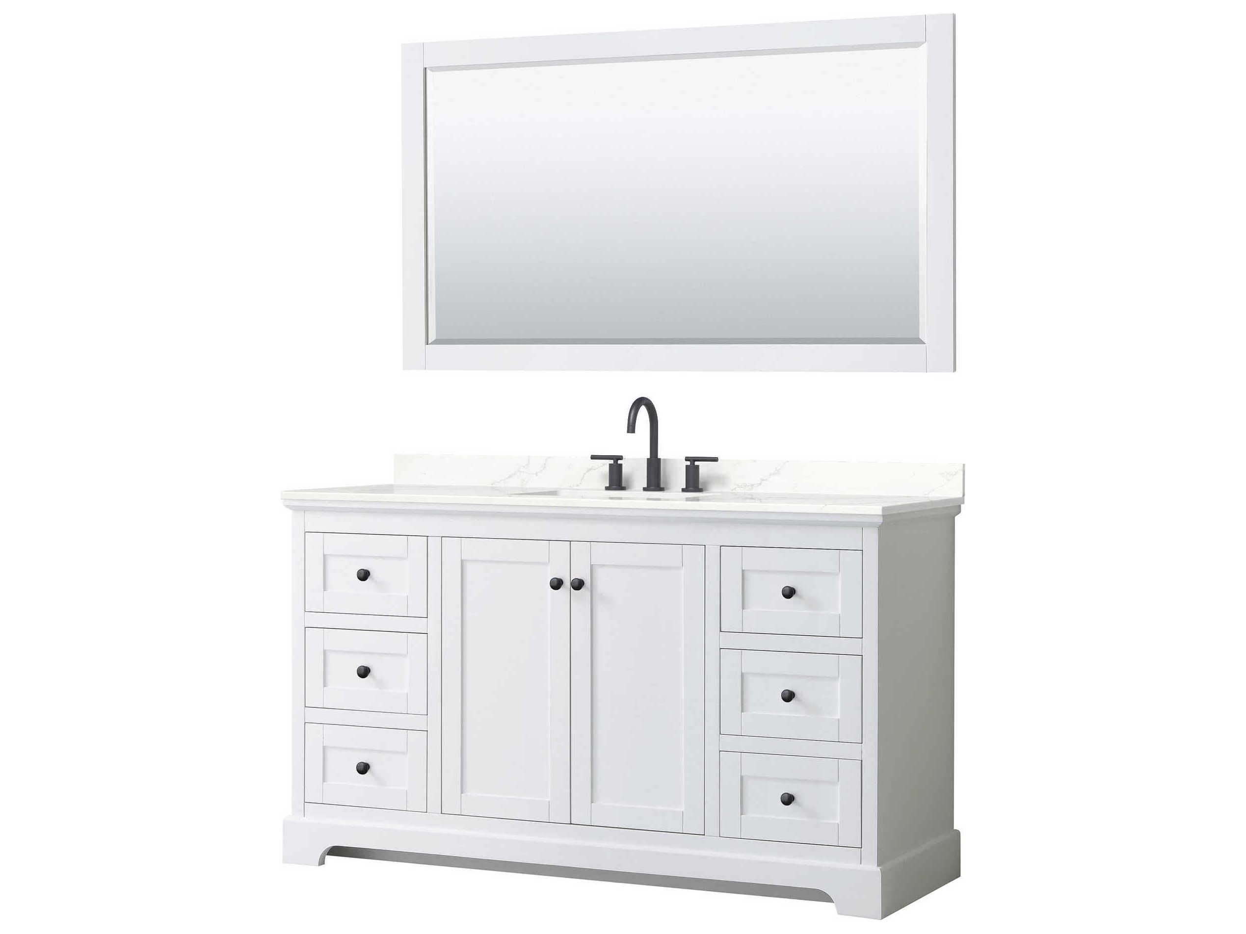 Wyndham Collection Avery 60" White Vanity with 58" Mirror