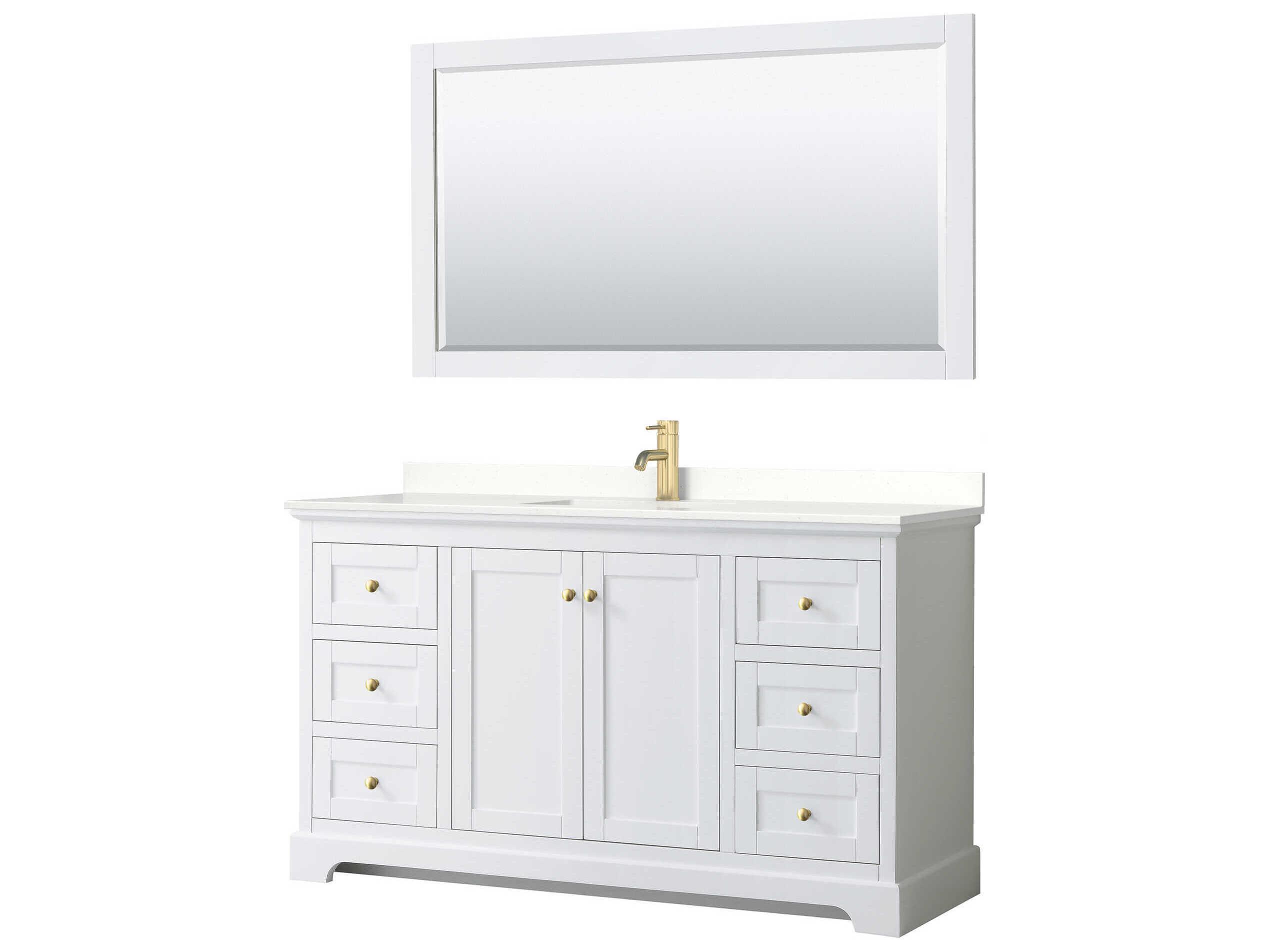 Wyndham Collection Avery 60" White Vanity with 58" Mirror