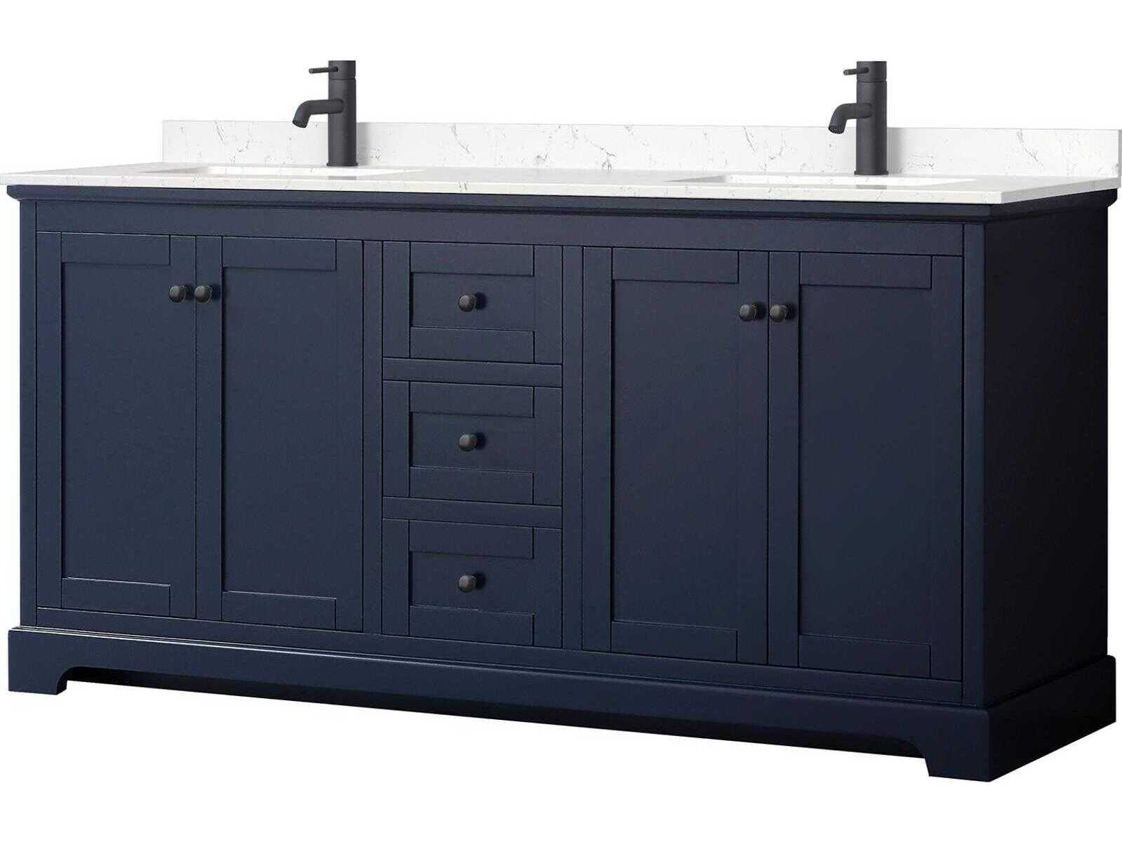 Wyndham Collection Avery 72" Dark Blue Vanity
