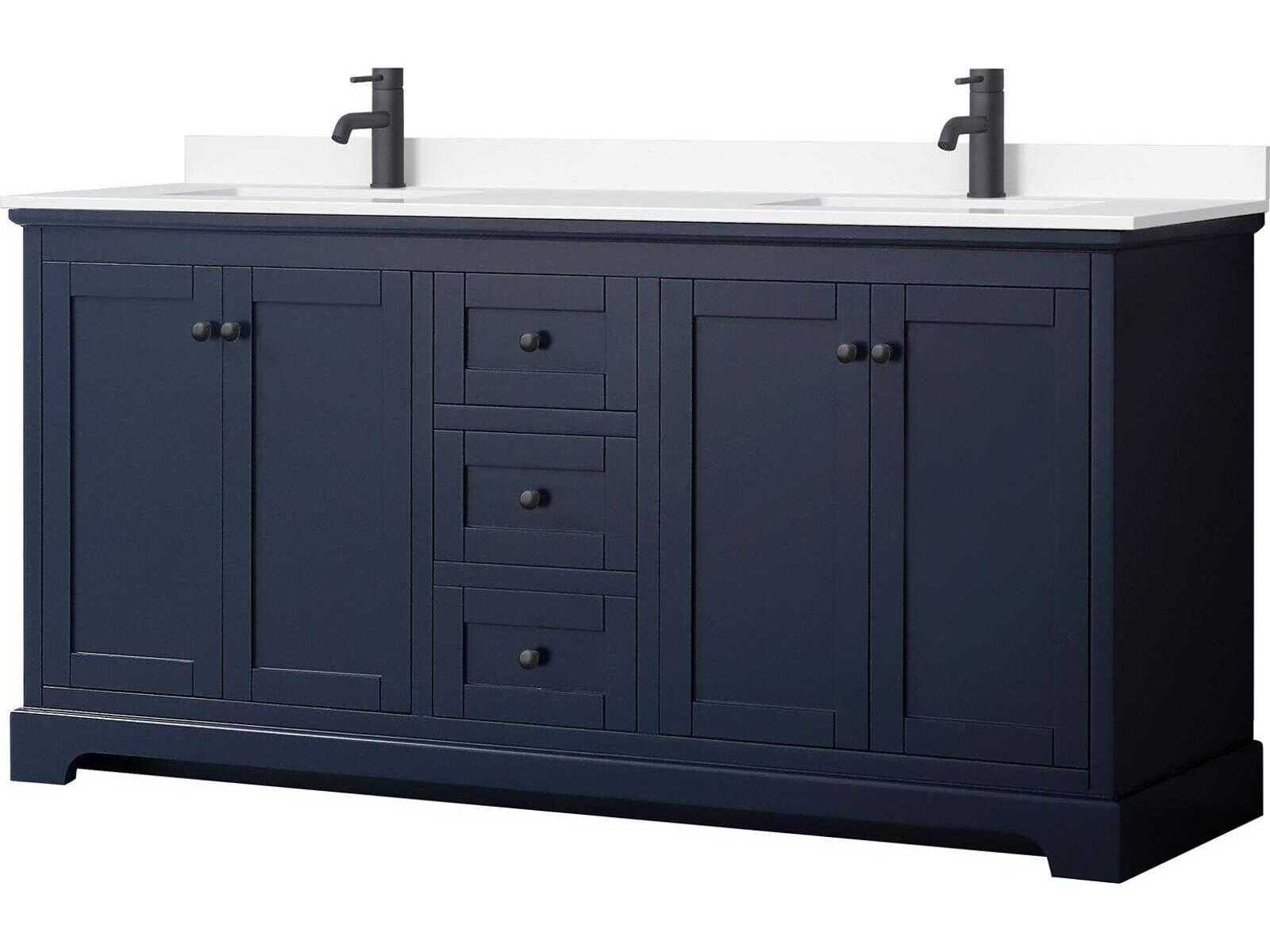 Wyndham Collection Avery 72" Dark Blue Vanity