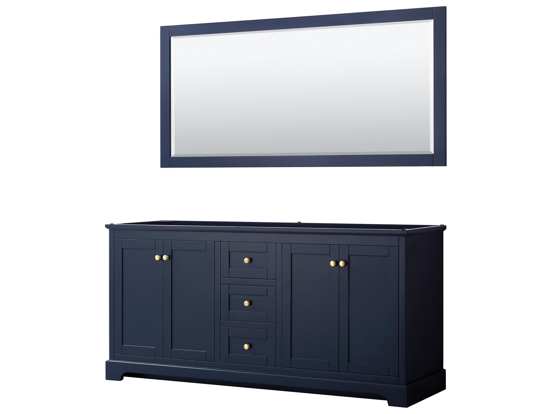 Wyndham Collection Avery 71" Dark Blue Vanity with 70" Mirror