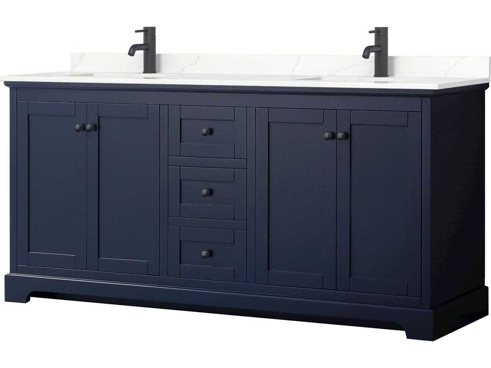 Wyndham Collection Avery 72" Dark Blue Vanity