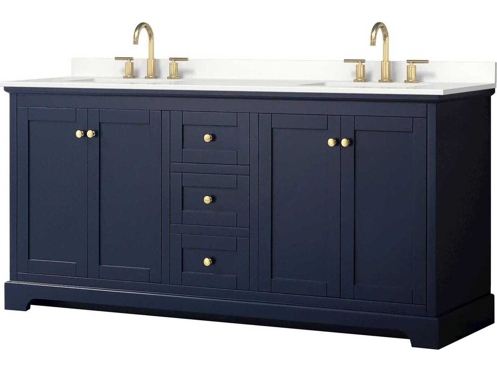 Wyndham Collection Avery 72" Dark Blue Vanity