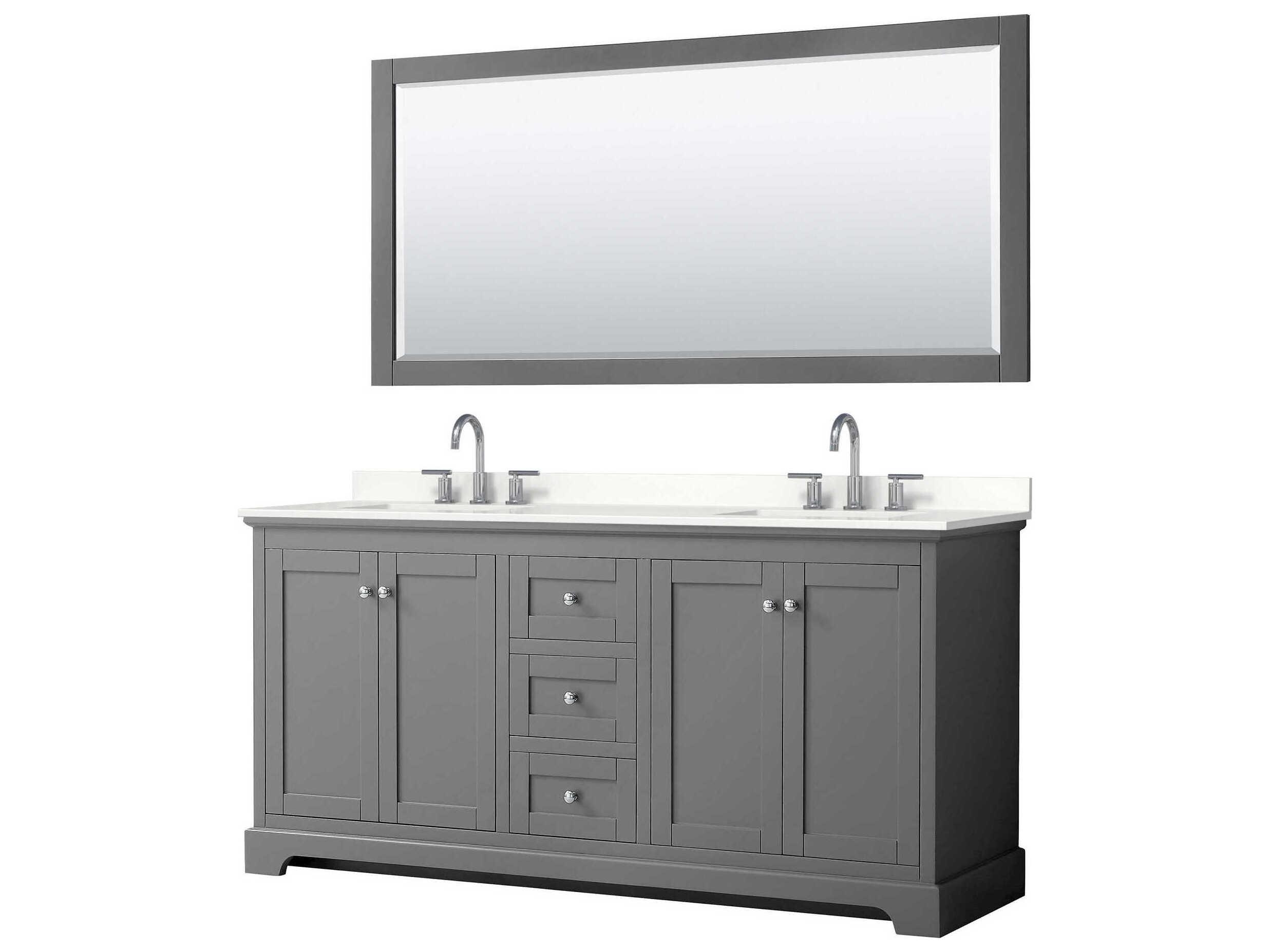 Wyndham Collection Avery 72" Dark Gray Vanity with 70" Mirror