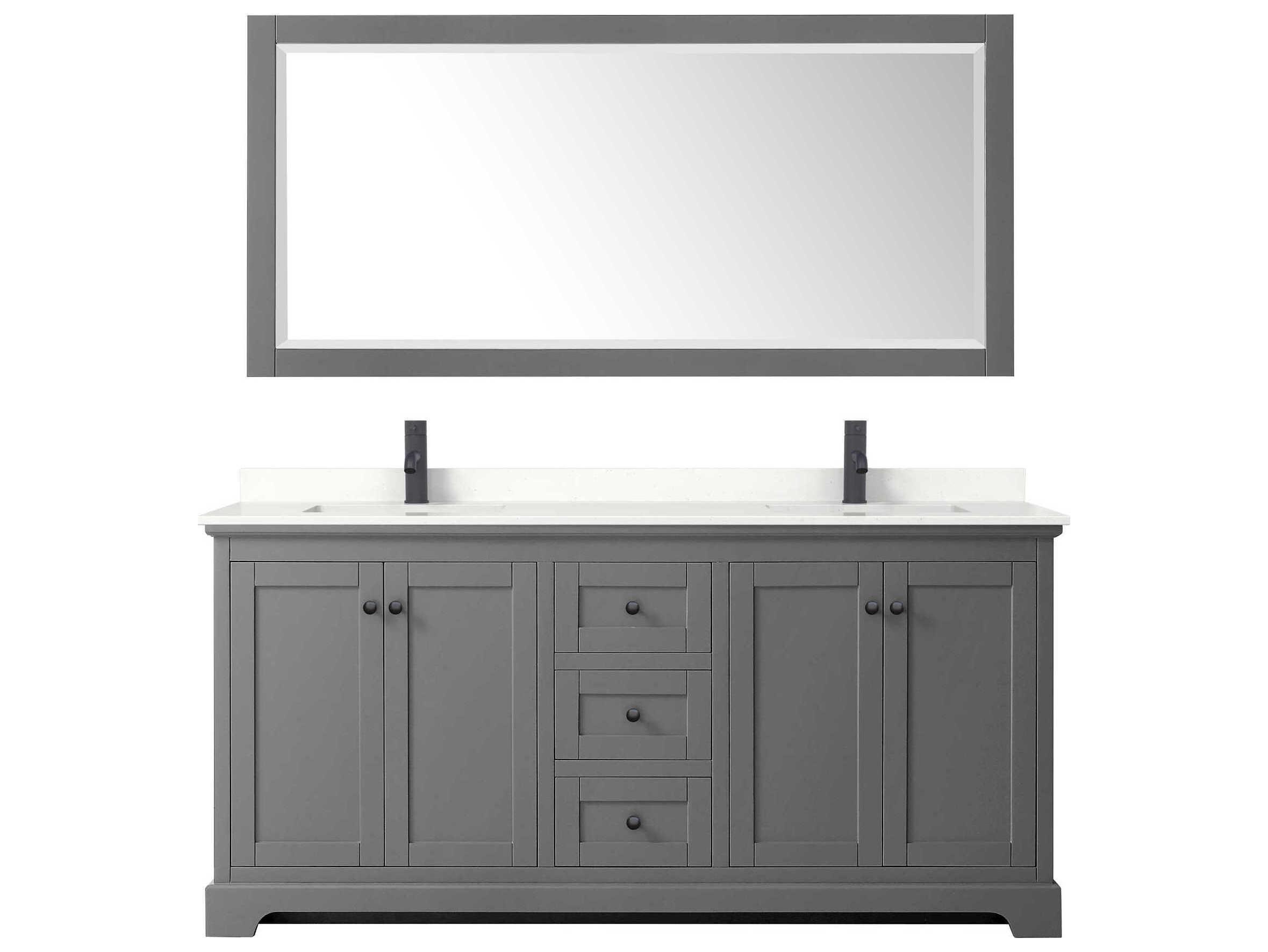 Wyndham Collection Avery 72" Dark Gray Vanity with 70" Mirror