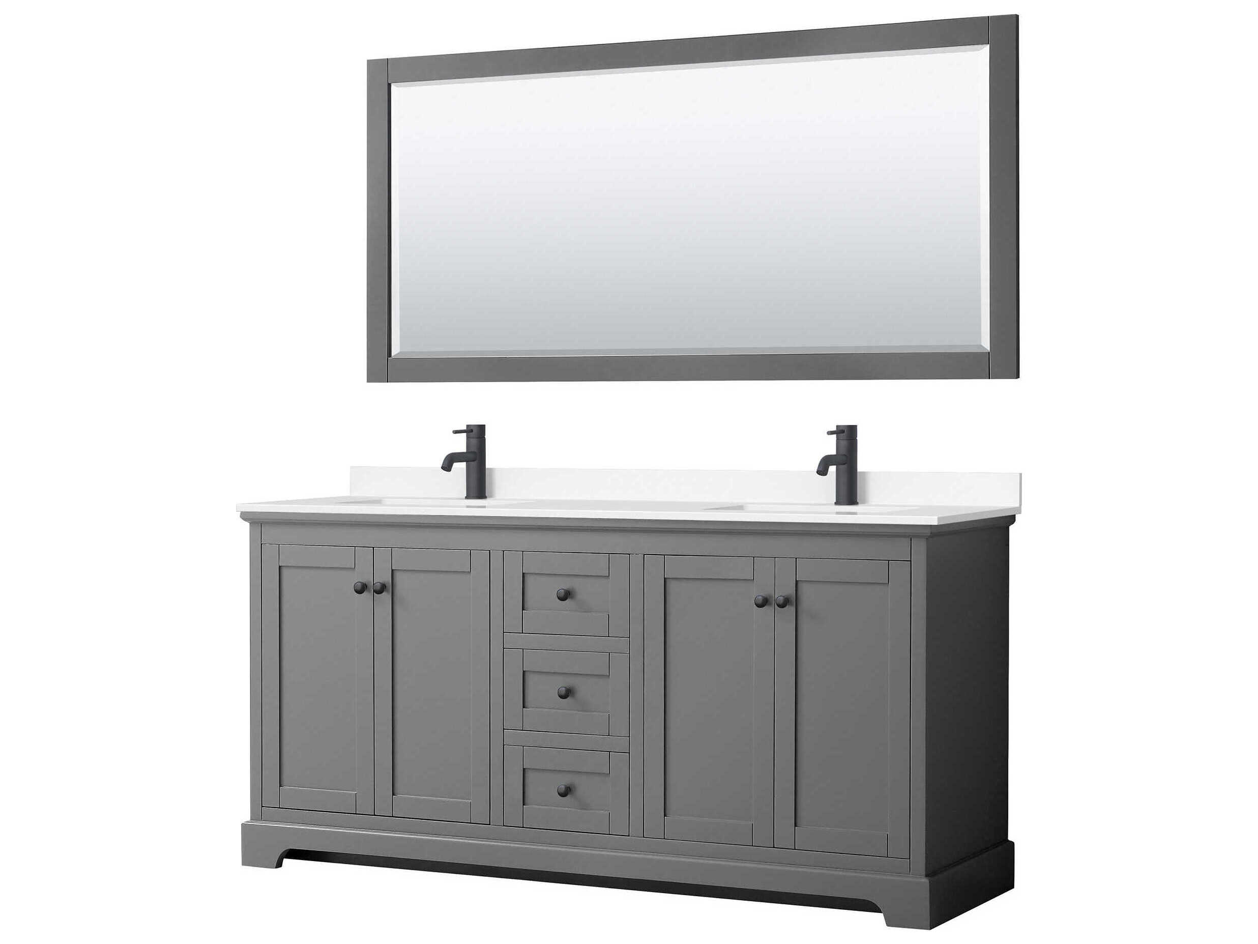 Wyndham Collection Avery 72" Dark Gray Vanity with 70" Mirror