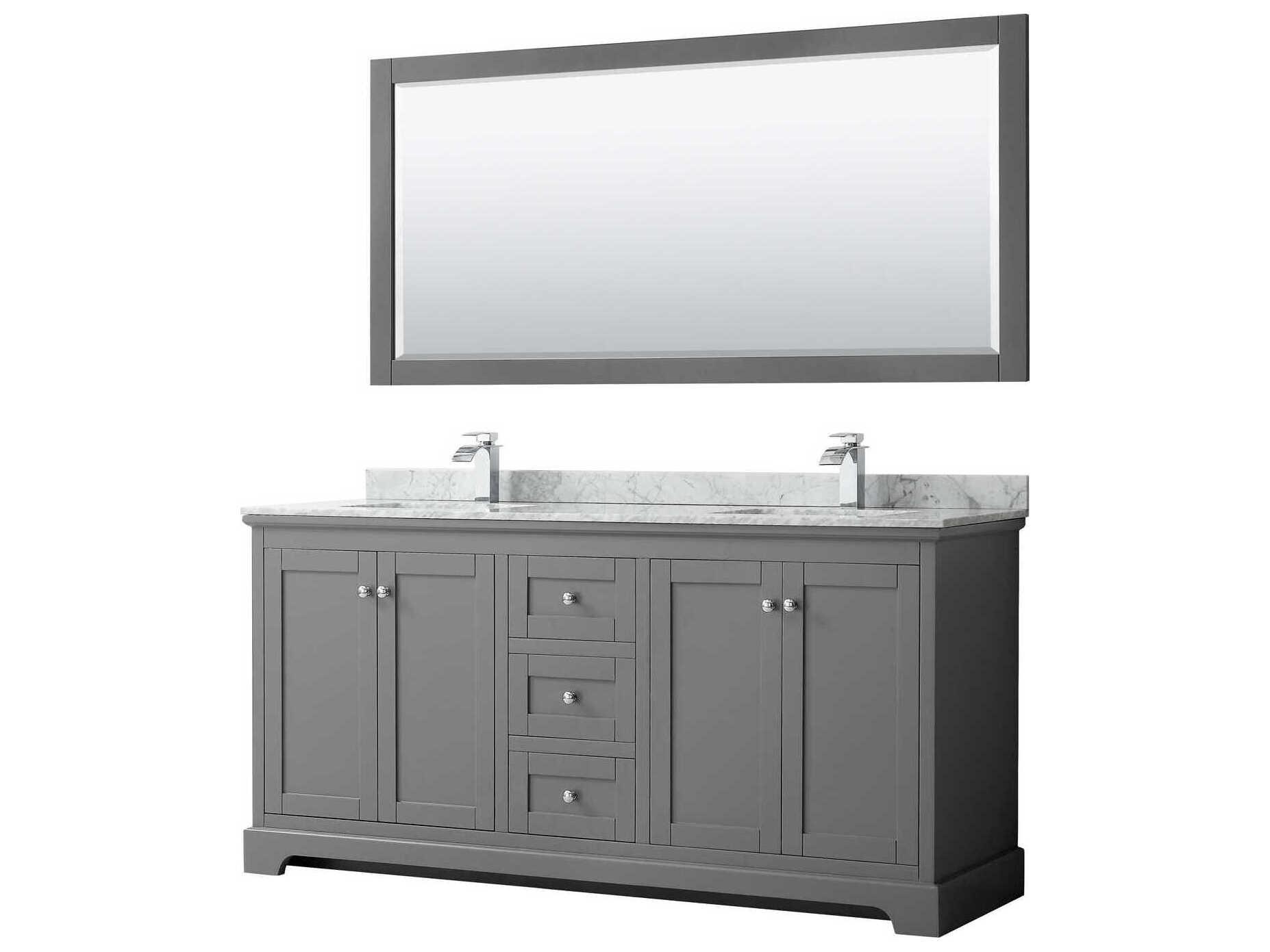 Wyndham Collection Avery 72" Dark Gray Vanity with 70" Mirror