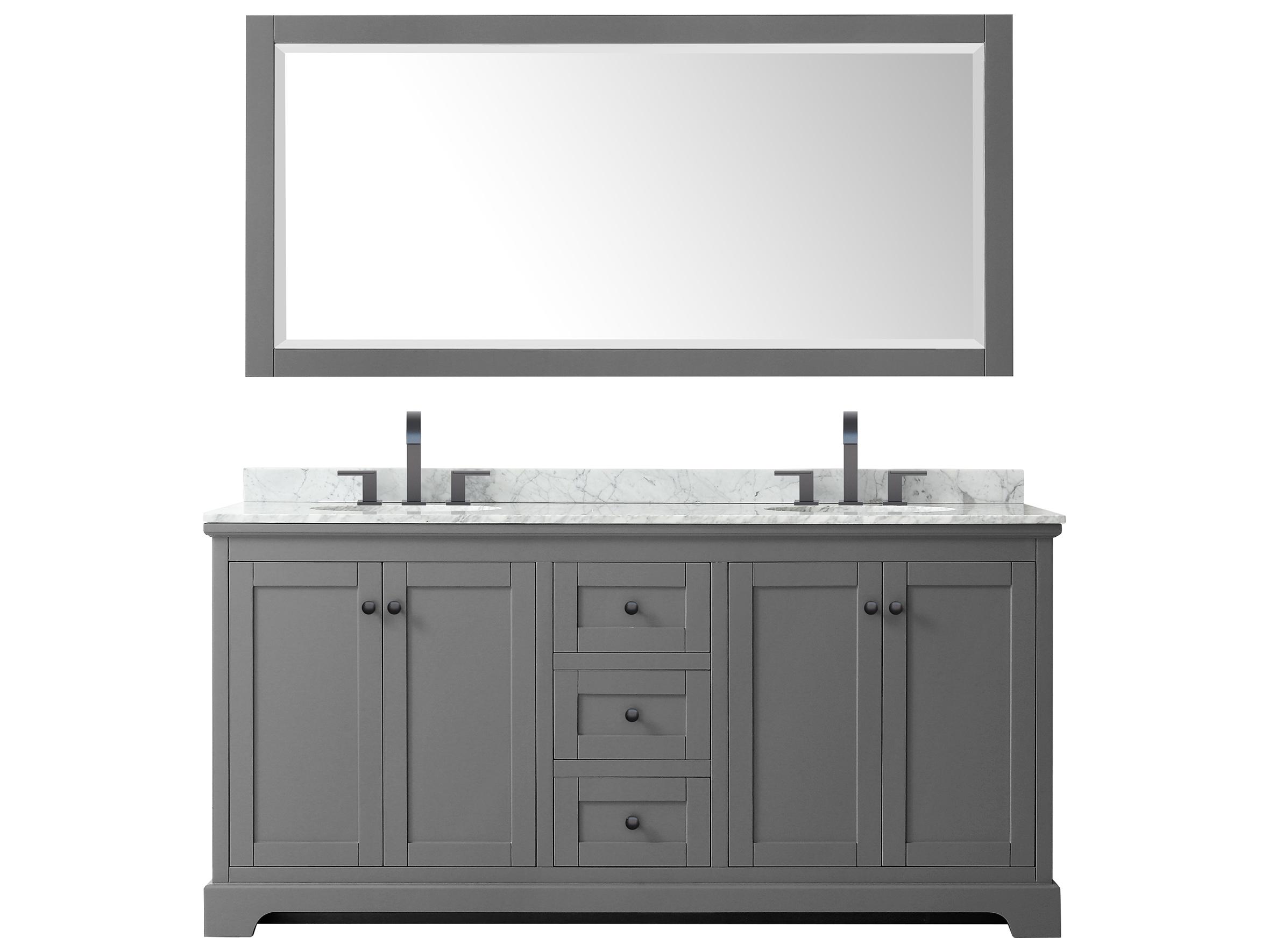 Wyndham Collection Avery 72" Dark Gray Vanity with 70" Mirror