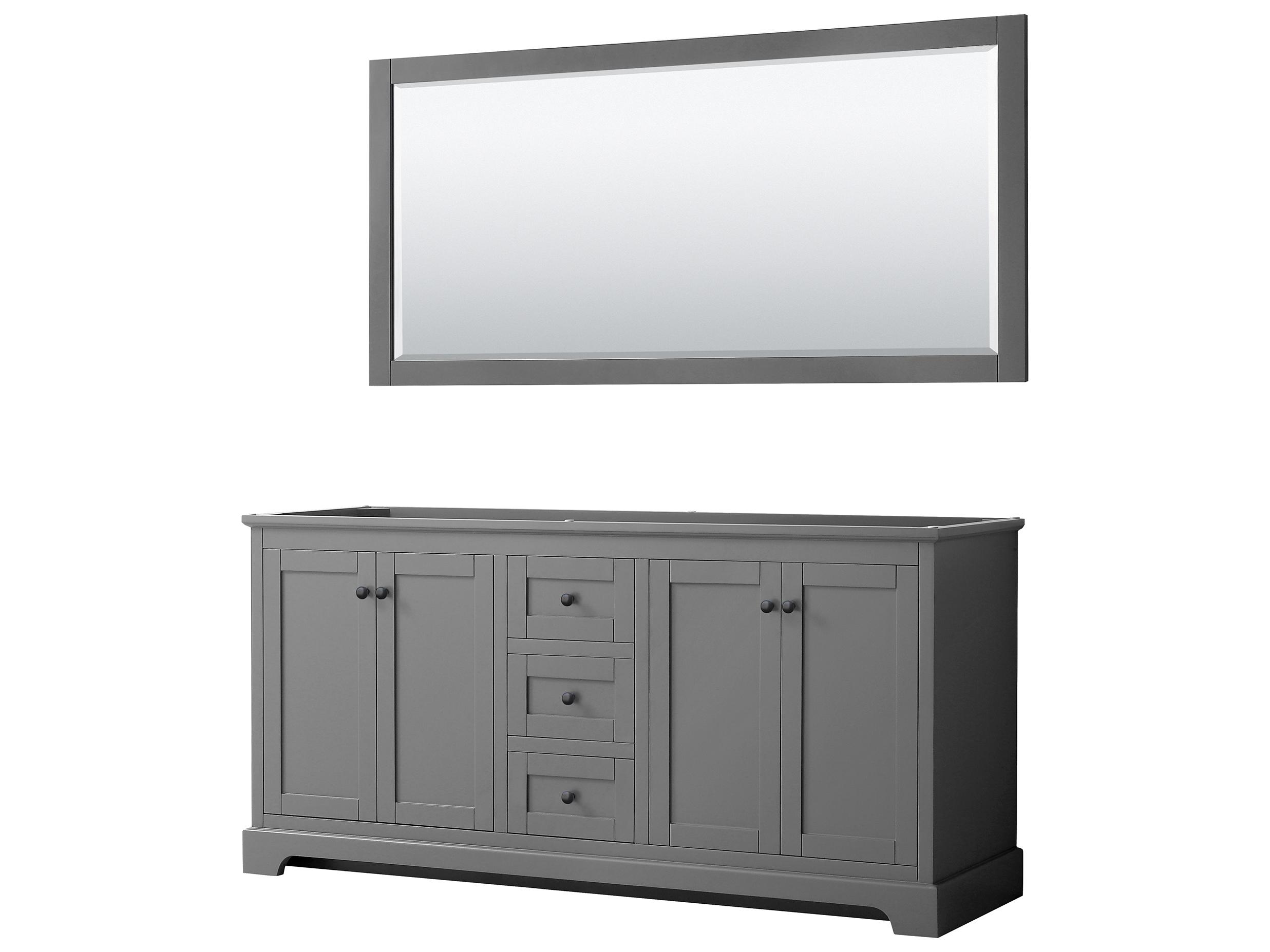 Wyndham Collection Avery 71" Dark Gray Vanity with 70" Mirror