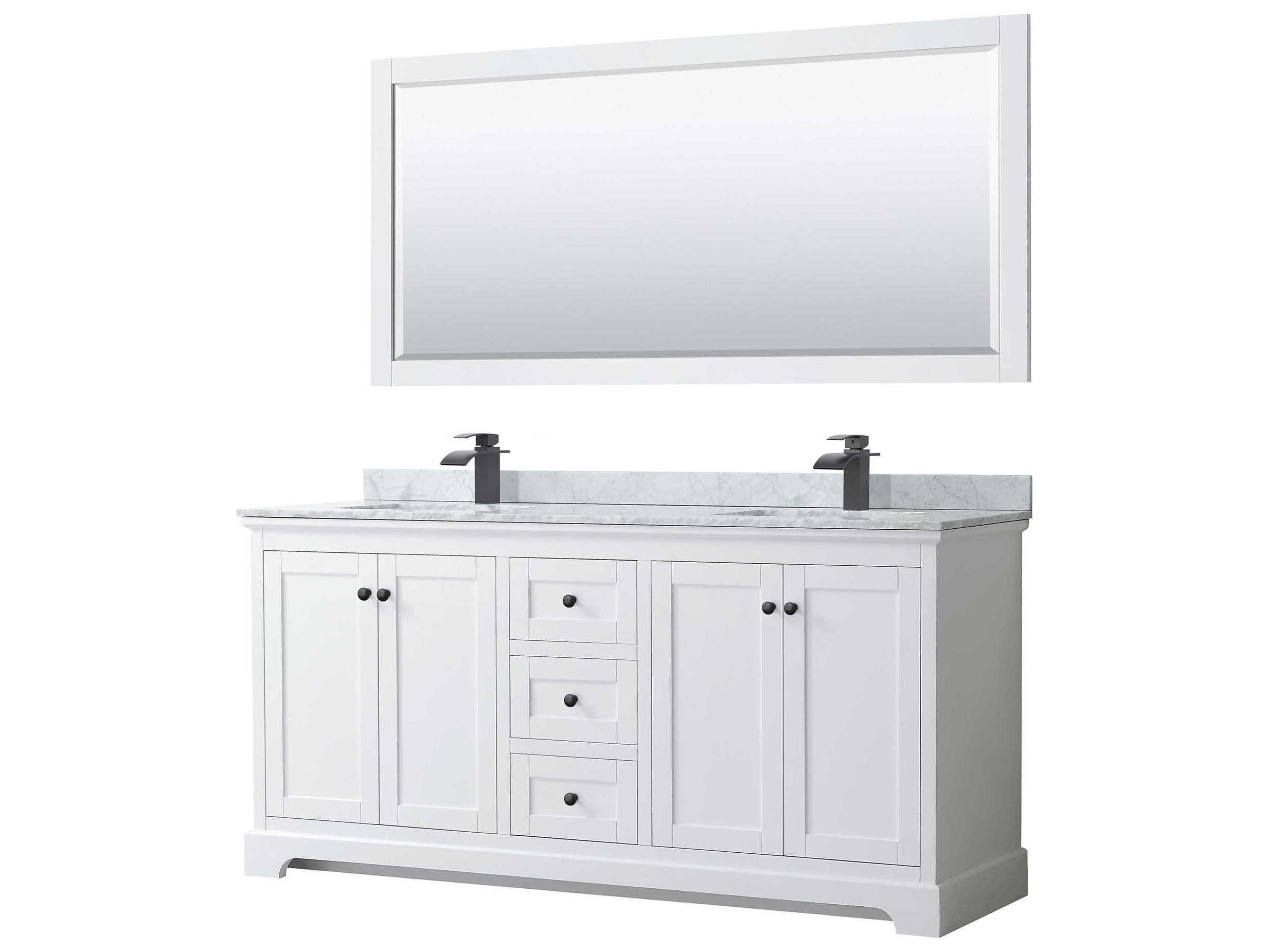 Wyndham Collection Avery 72" White Vanity with 70" Mirror