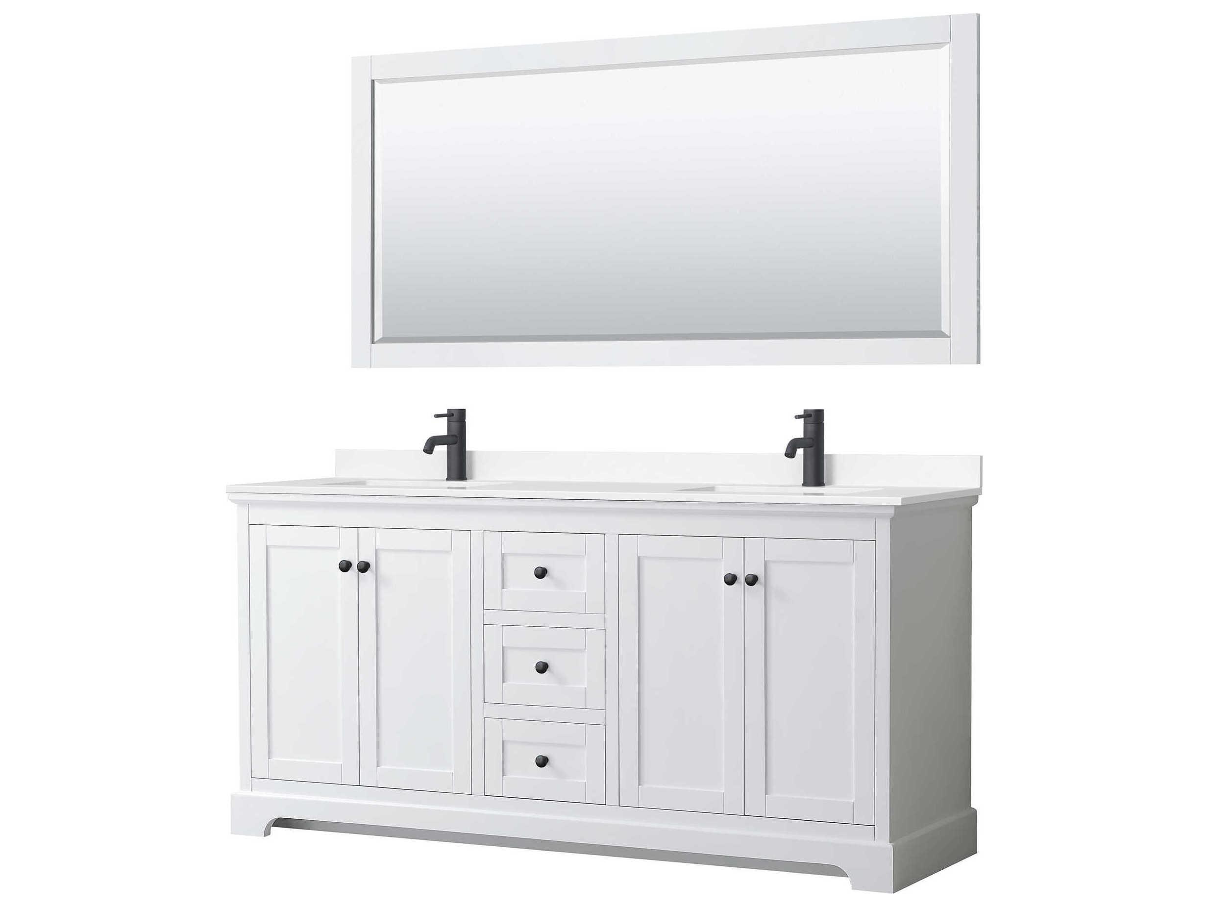 Wyndham Collection Avery 72" White Vanity with 70" Mirror