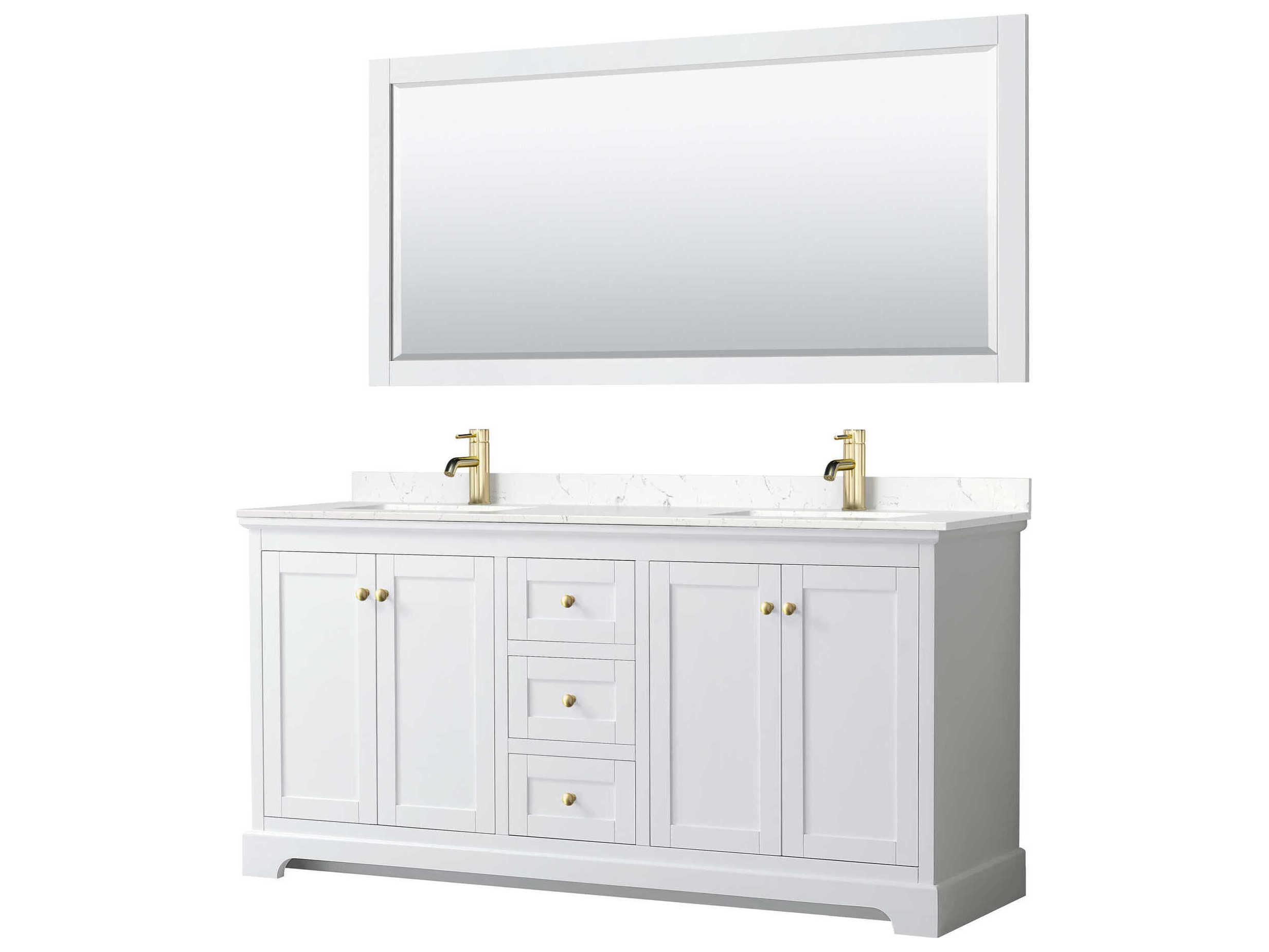 Wyndham Collection Avery 72" White Vanity with 70" Mirror