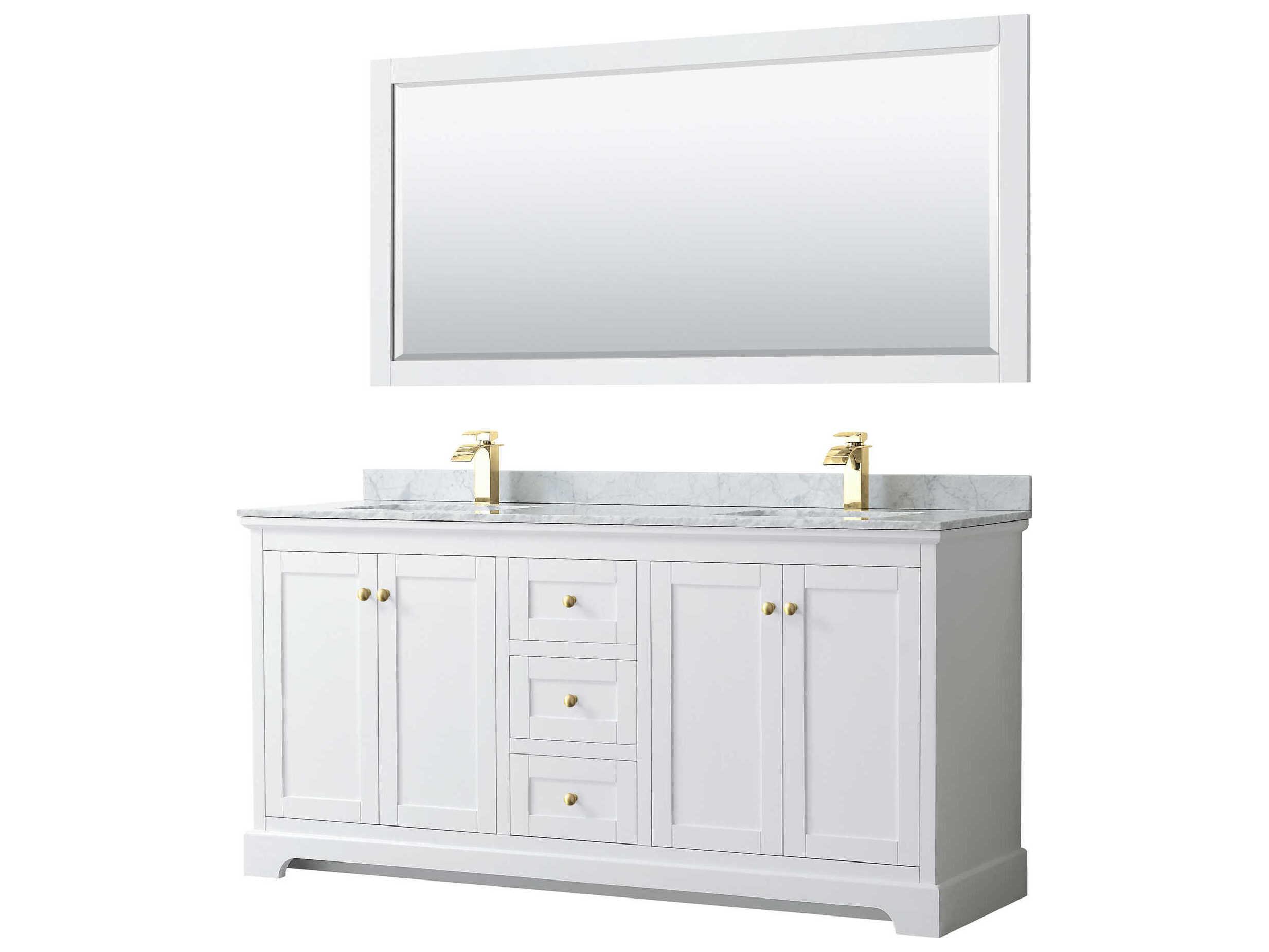 Wyndham Collection Avery 72" White Vanity with 70" Mirror