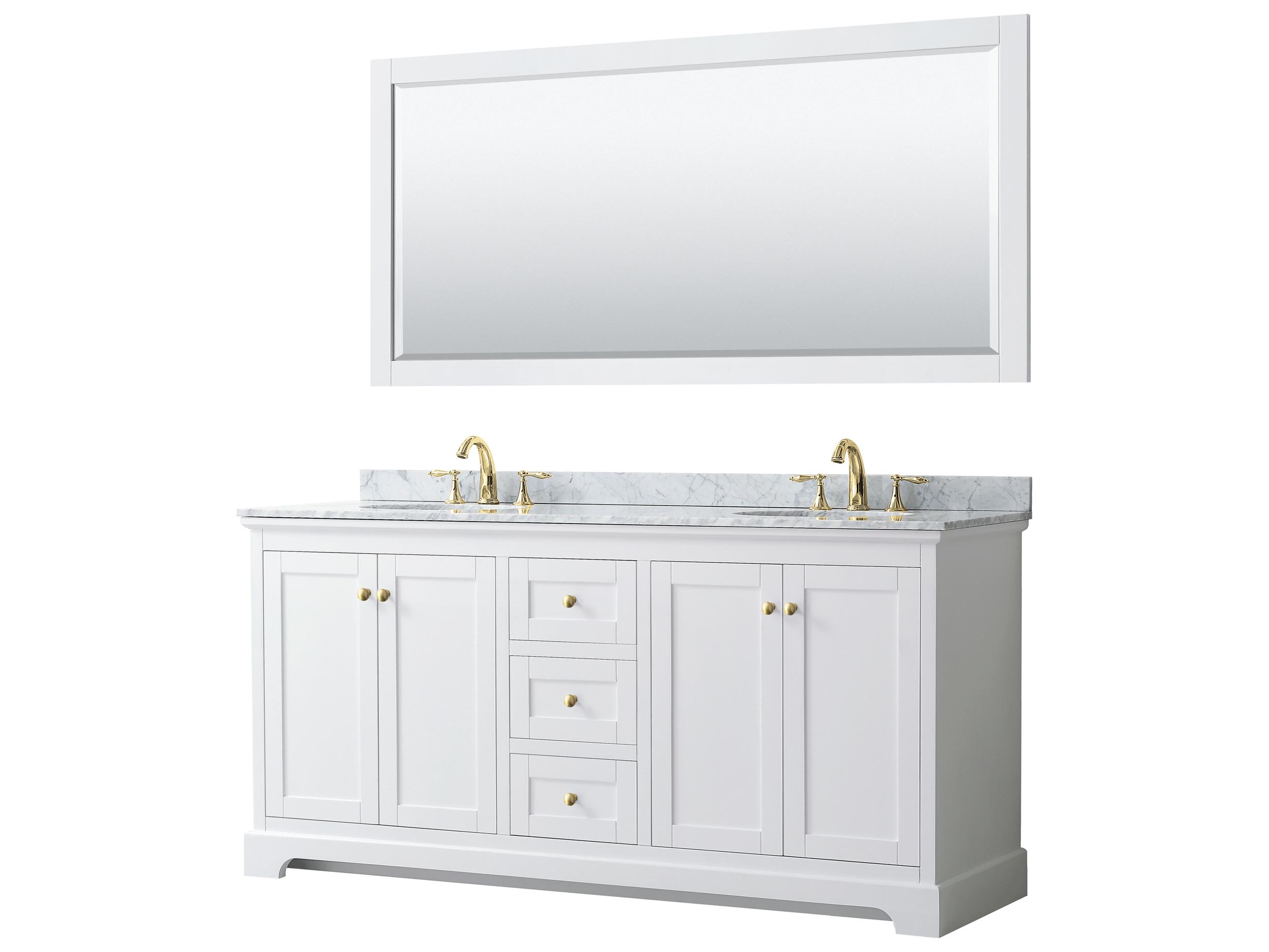 Wyndham Collection Avery 72" White Vanity with 70" Mirror