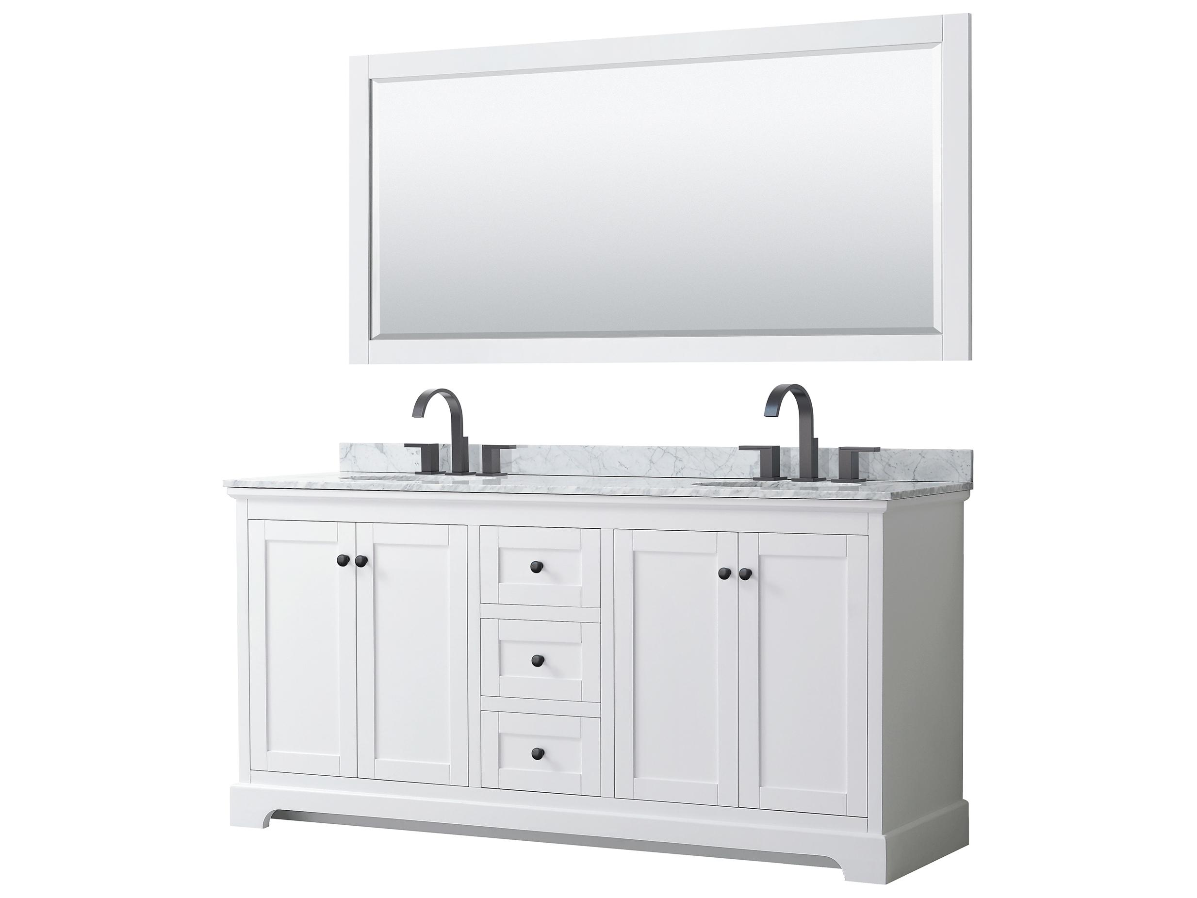 Wyndham Collection Avery 72" White Vanity with 70" Mirror