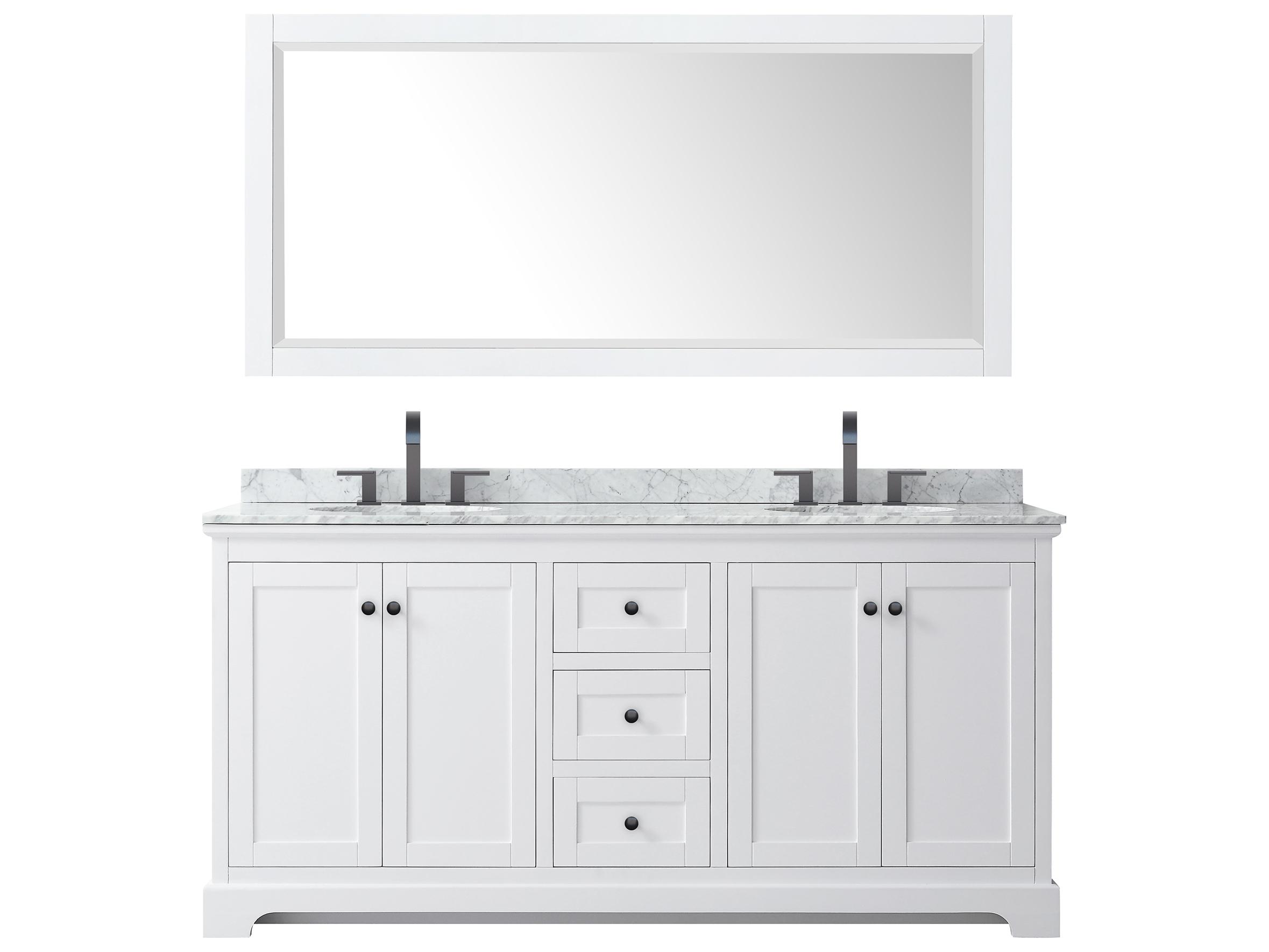 Wyndham Collection Avery 72" White Vanity with 70" Mirror