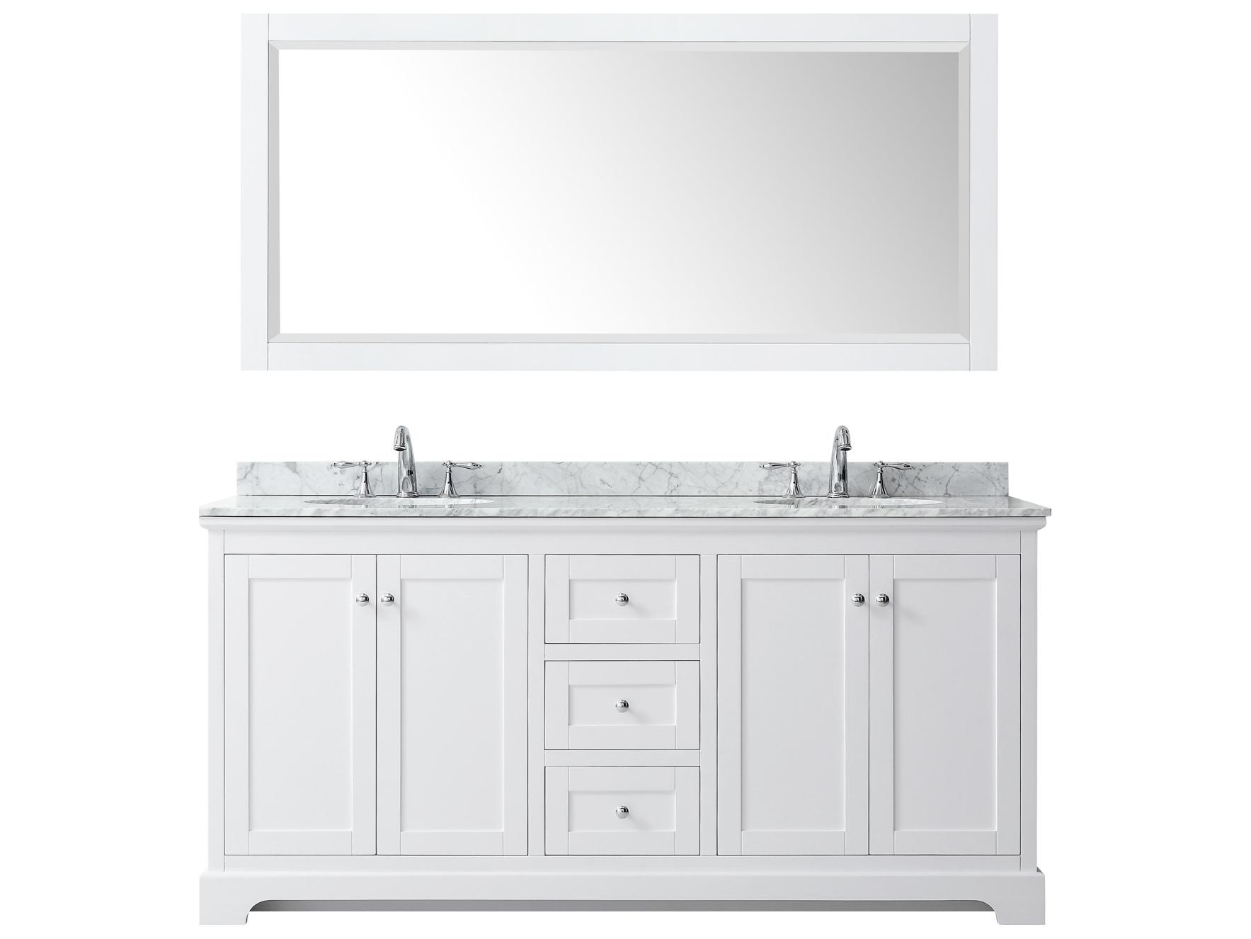 Wyndham Collection Avery 72" White Vanity with 70" Mirror