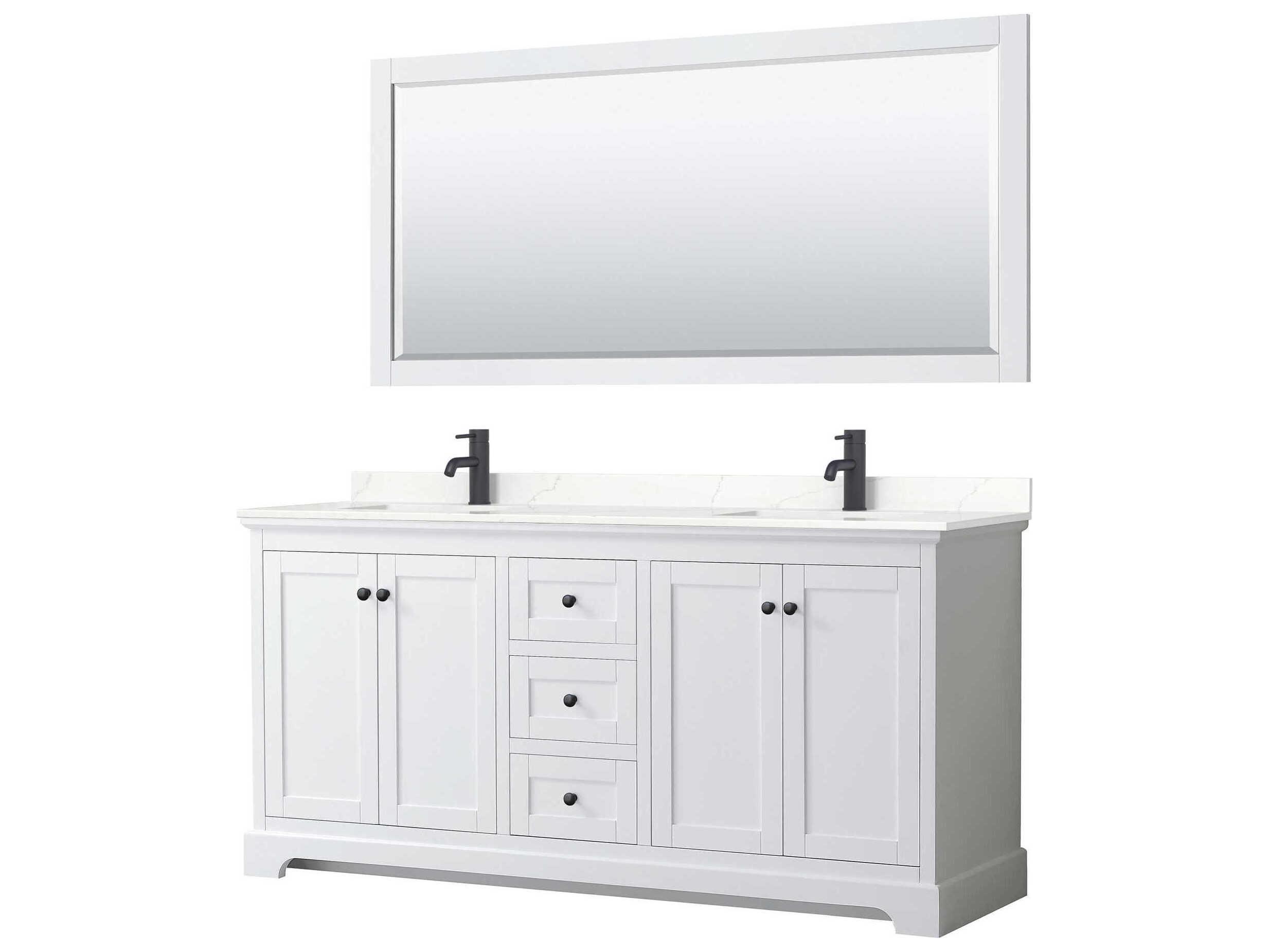 Wyndham Collection Avery 72" White Vanity with 70" Mirror
