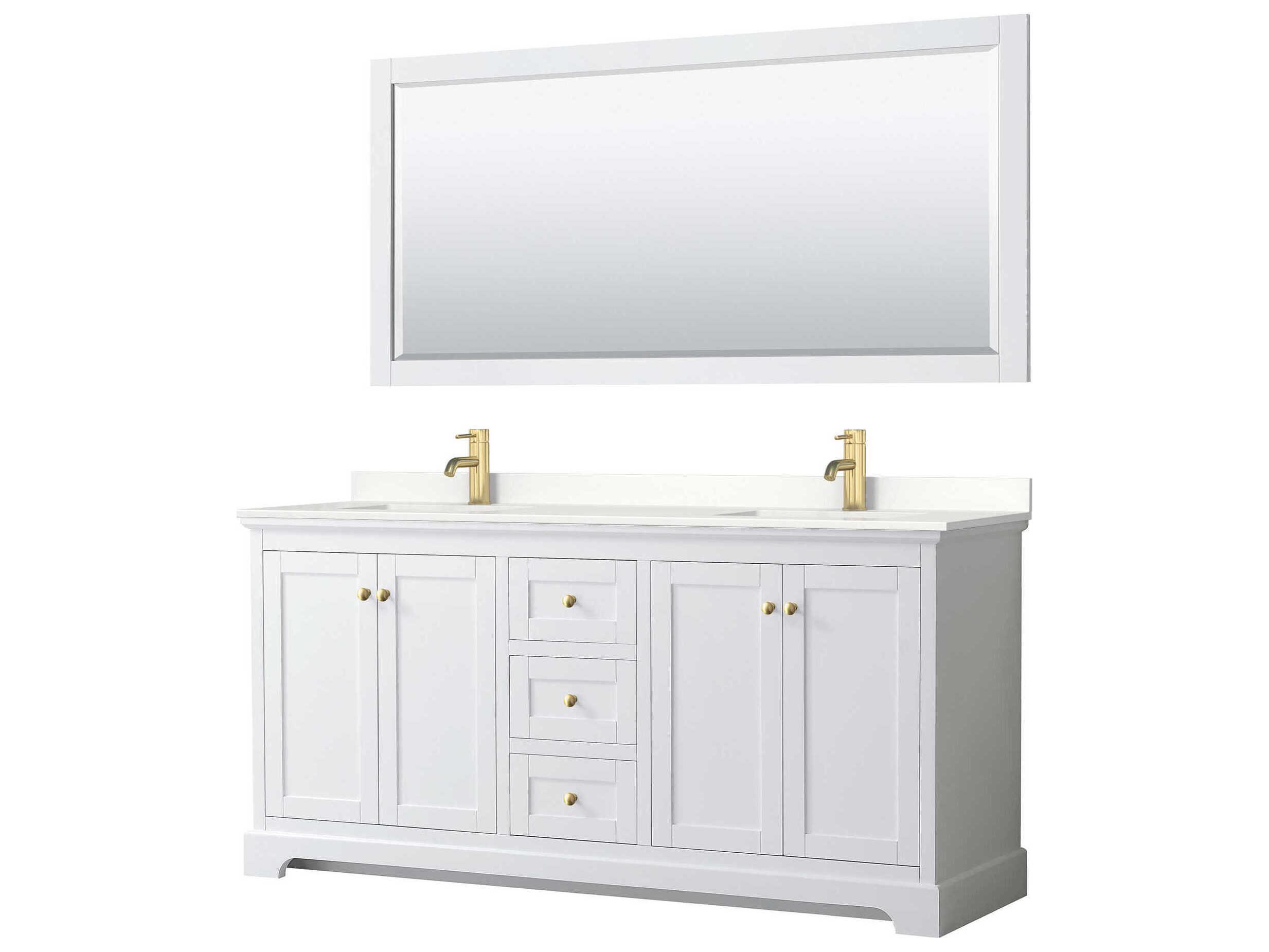 Wyndham Collection Avery 72" White Vanity with 70" Mirror