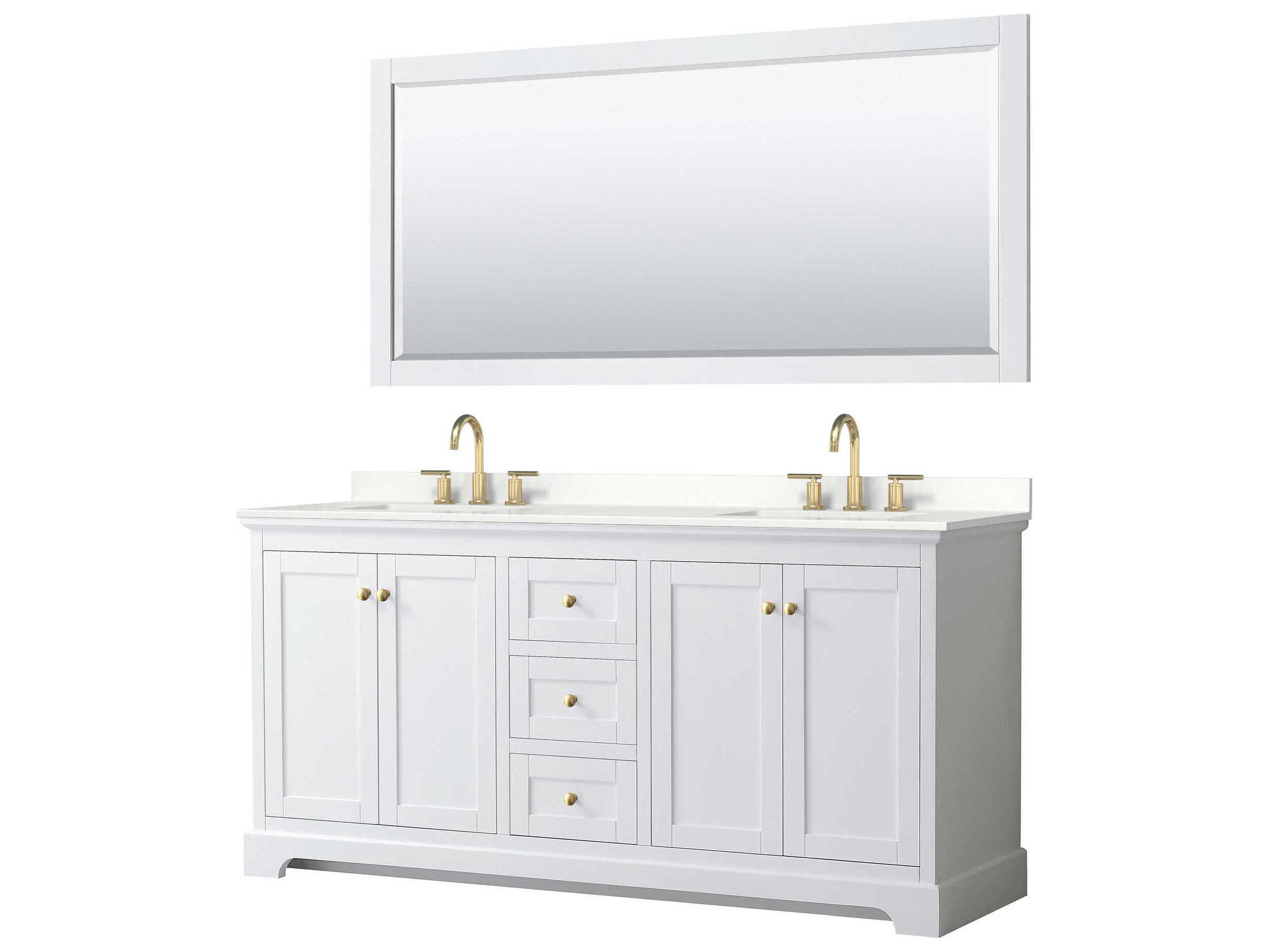 Wyndham Collection Avery 72" White Vanity with 70" Mirror