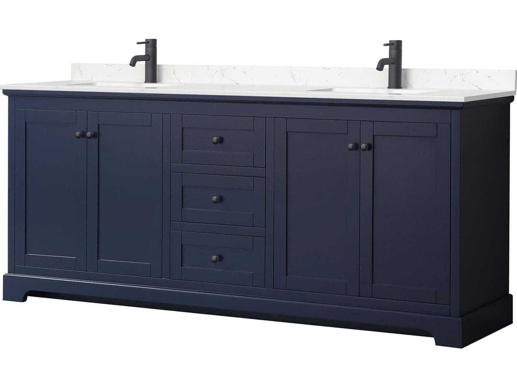 Wyndham Collection Avery 80" Dark Blue Vanity