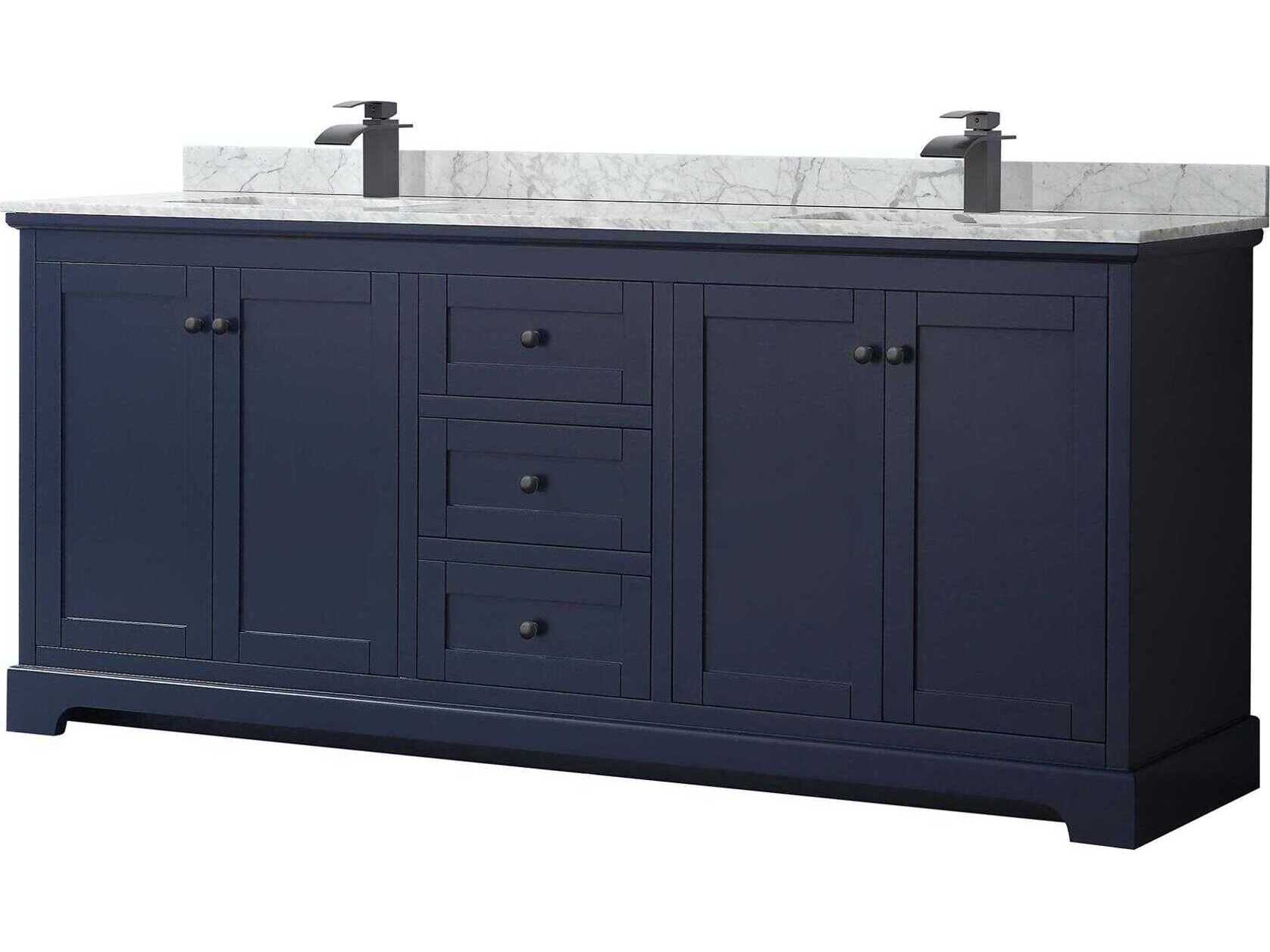 Wyndham Collection Avery 80" Dark Blue Vanity
