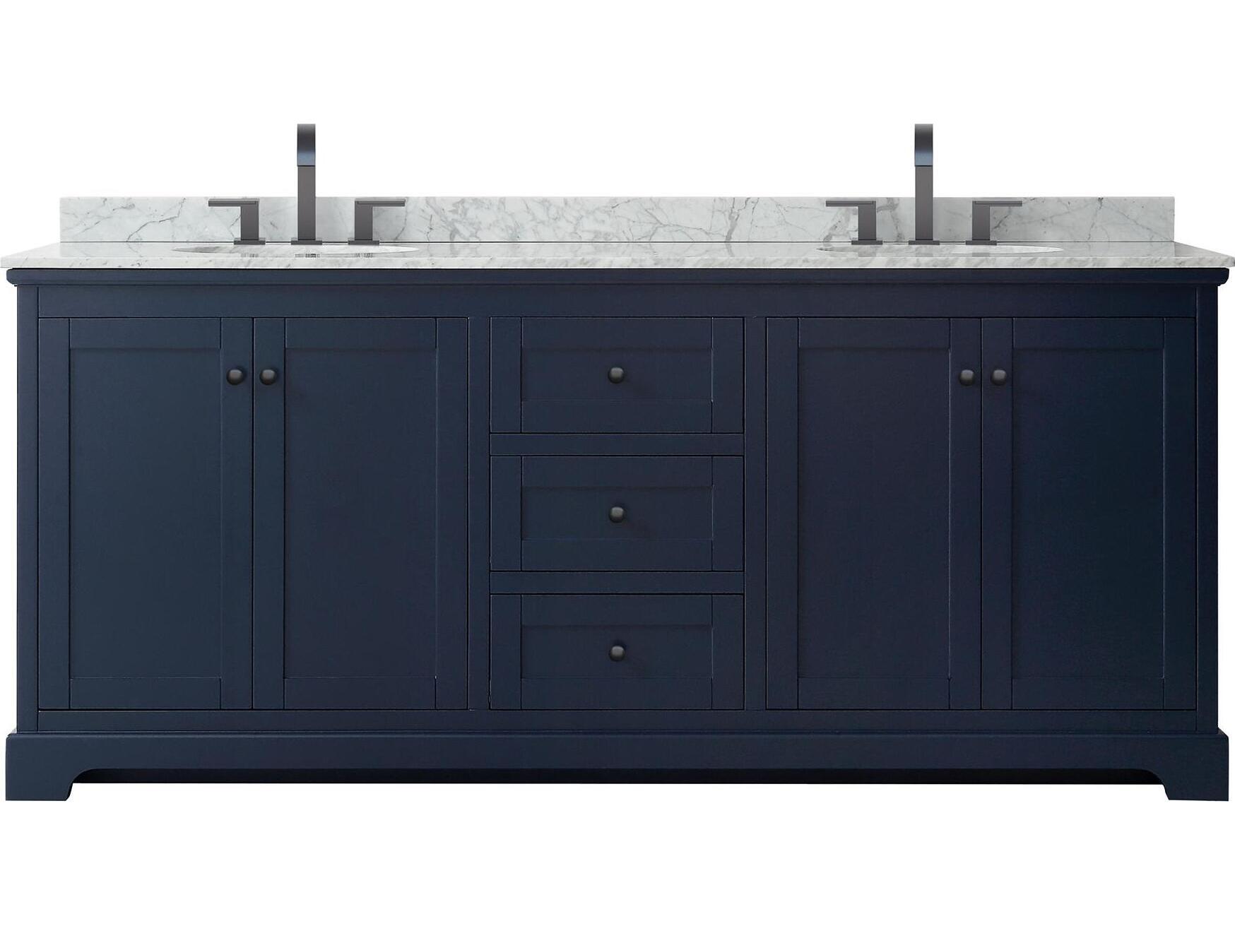 Wyndham Collection Avery 80" Dark Blue Vanity