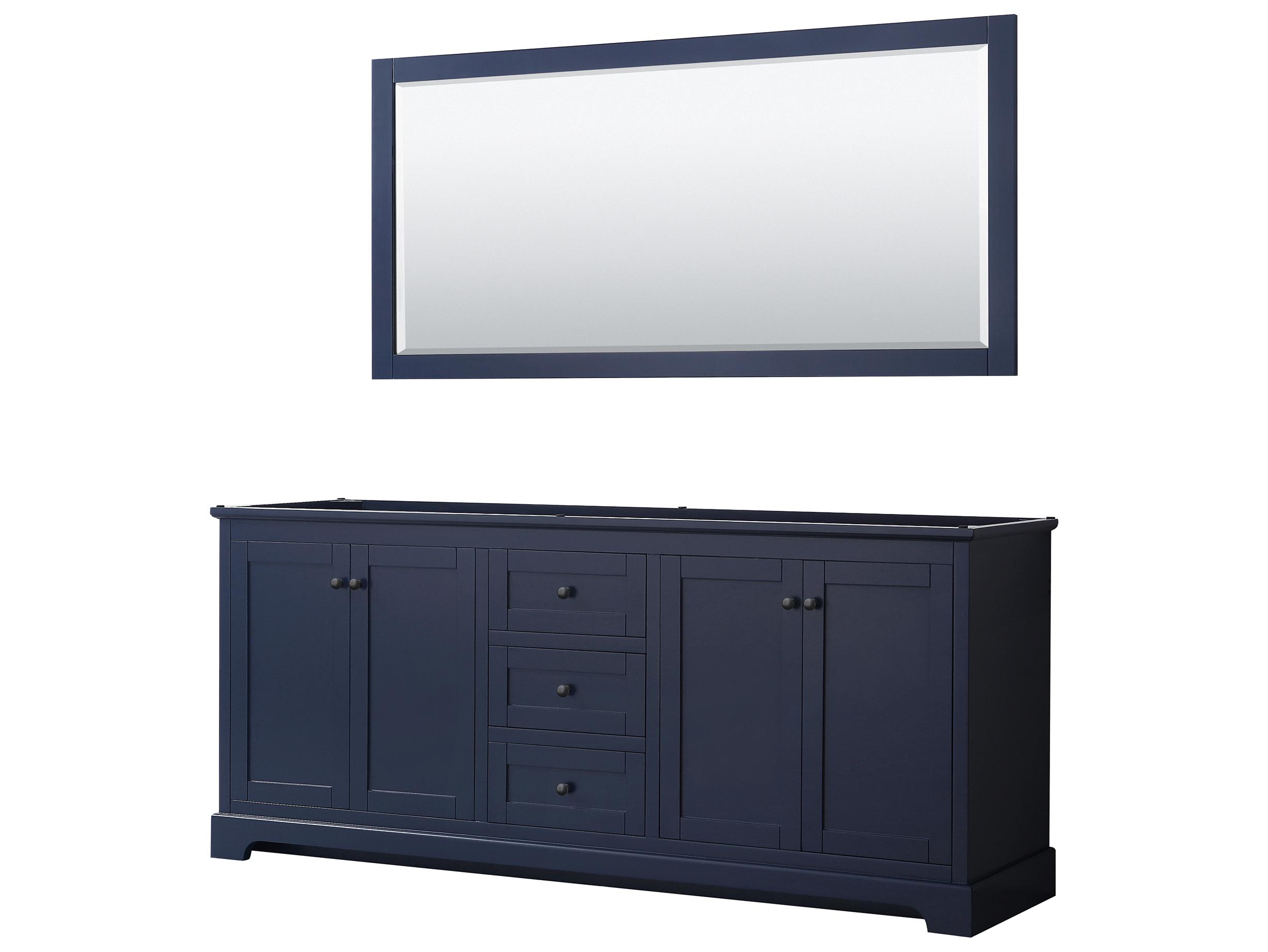 Wyndham Collection Avery 79" Dark Blue Vanity with 70" Mirror