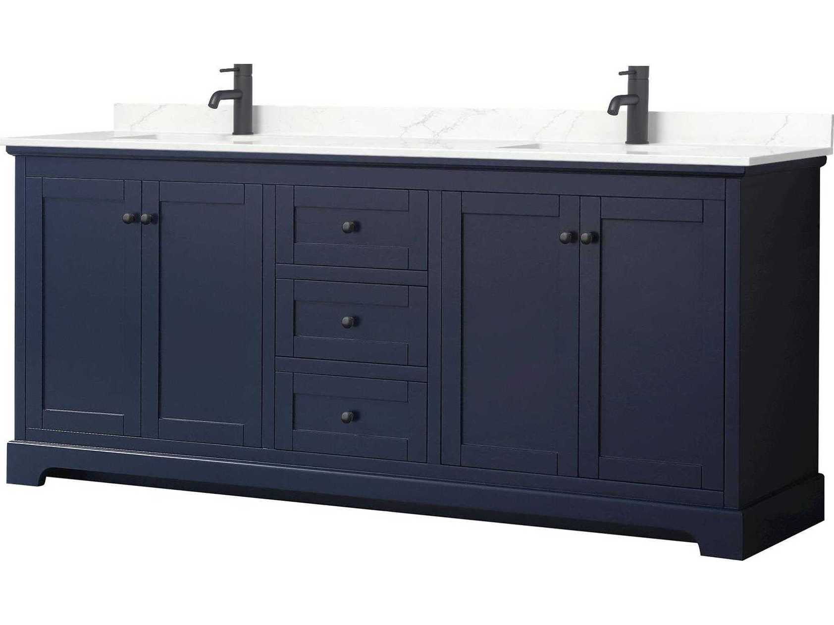 Wyndham Collection Avery 80" Dark Blue Vanity