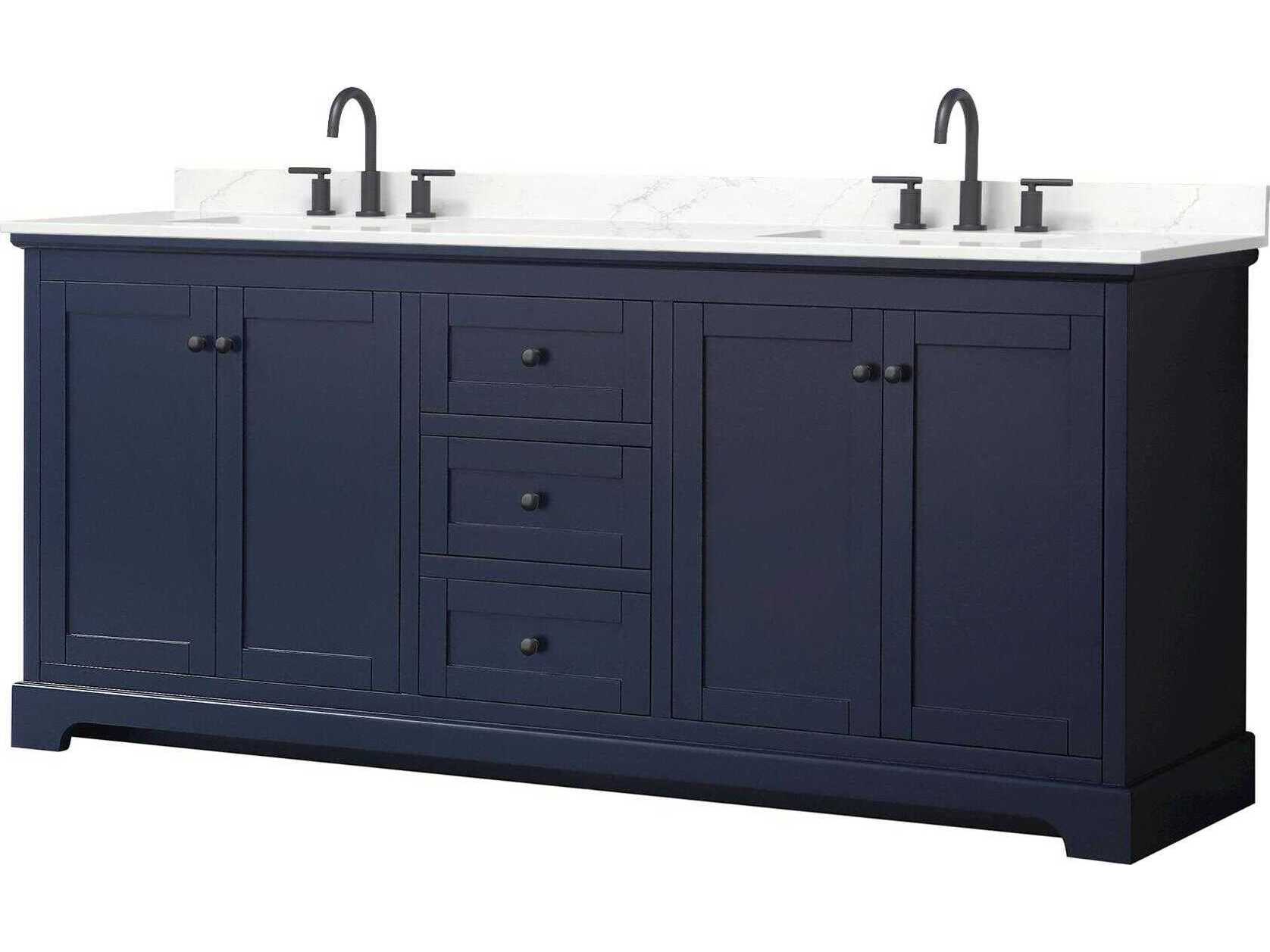 Wyndham Collection Avery 80" Dark Blue Vanity