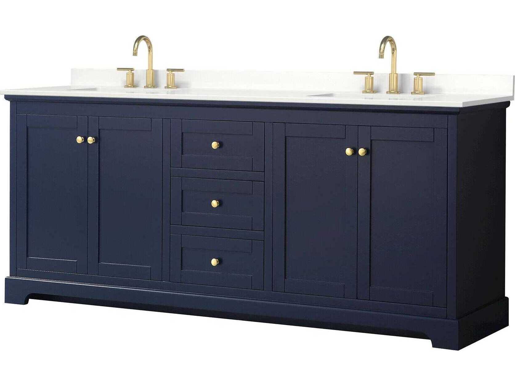 Wyndham Collection Avery 80" Dark Blue Vanity