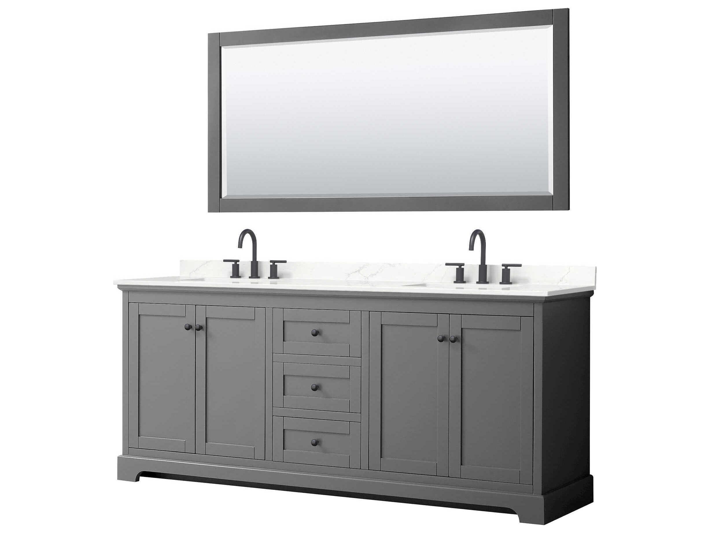 Wyndham Collection Avery 80" Dark Gray Vanity with 70" Mirror